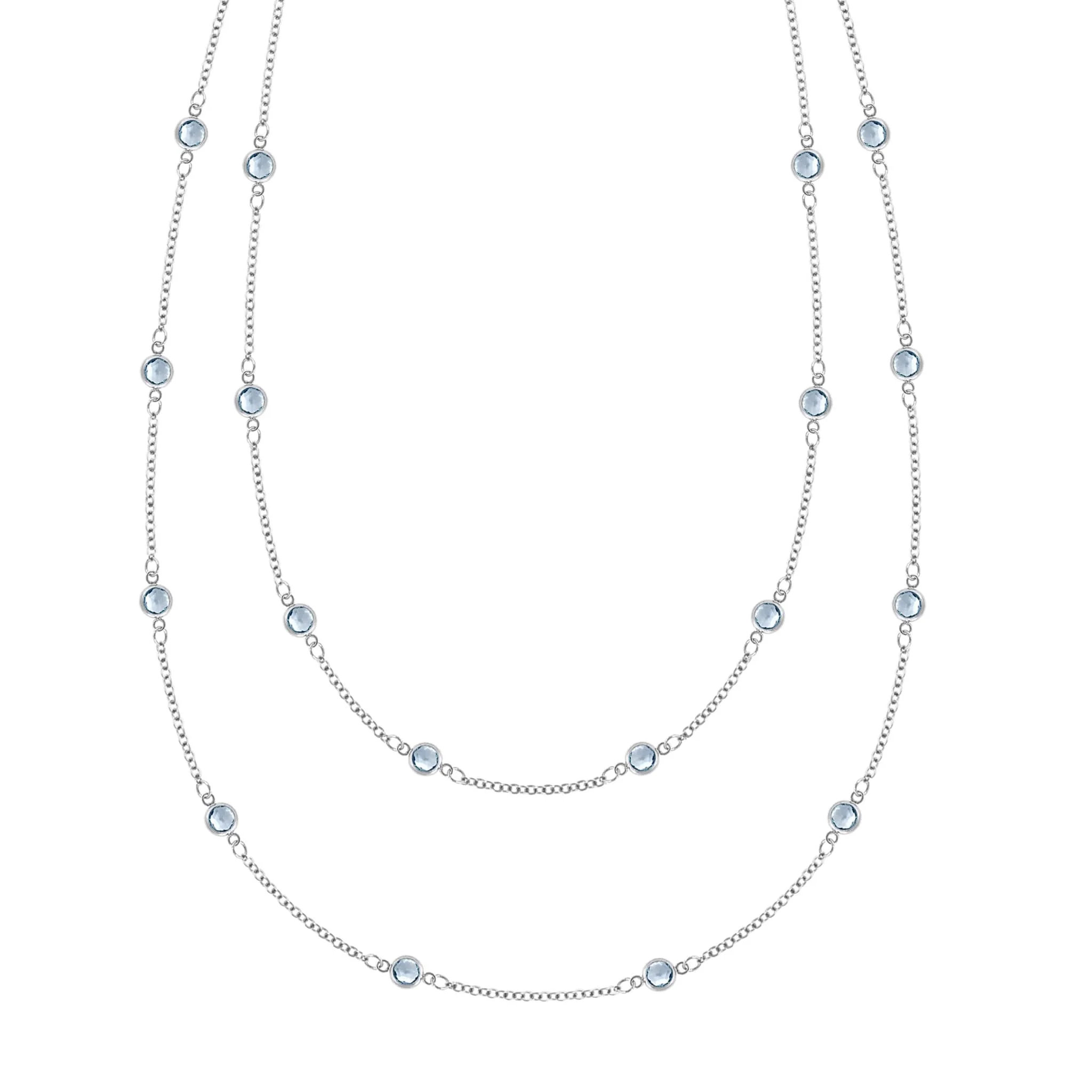 Bayberry Aquamarine Long Necklace in 14k Gold (March) - Image 7