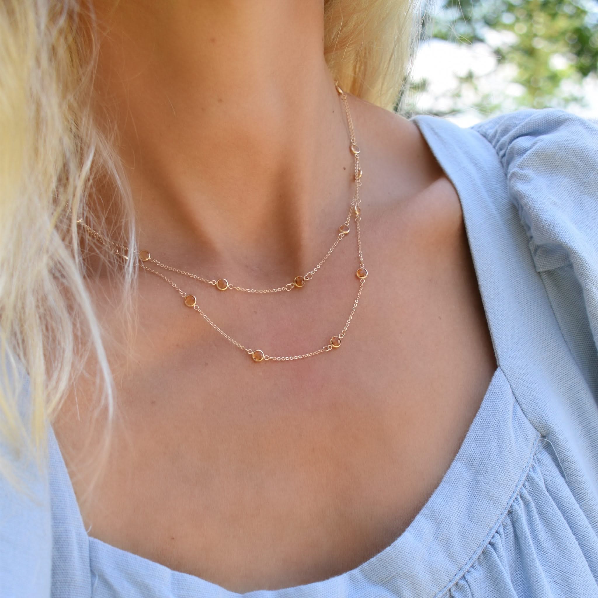 Bayberry Citrine Long Necklace in 14k Gold (November) - Image 3