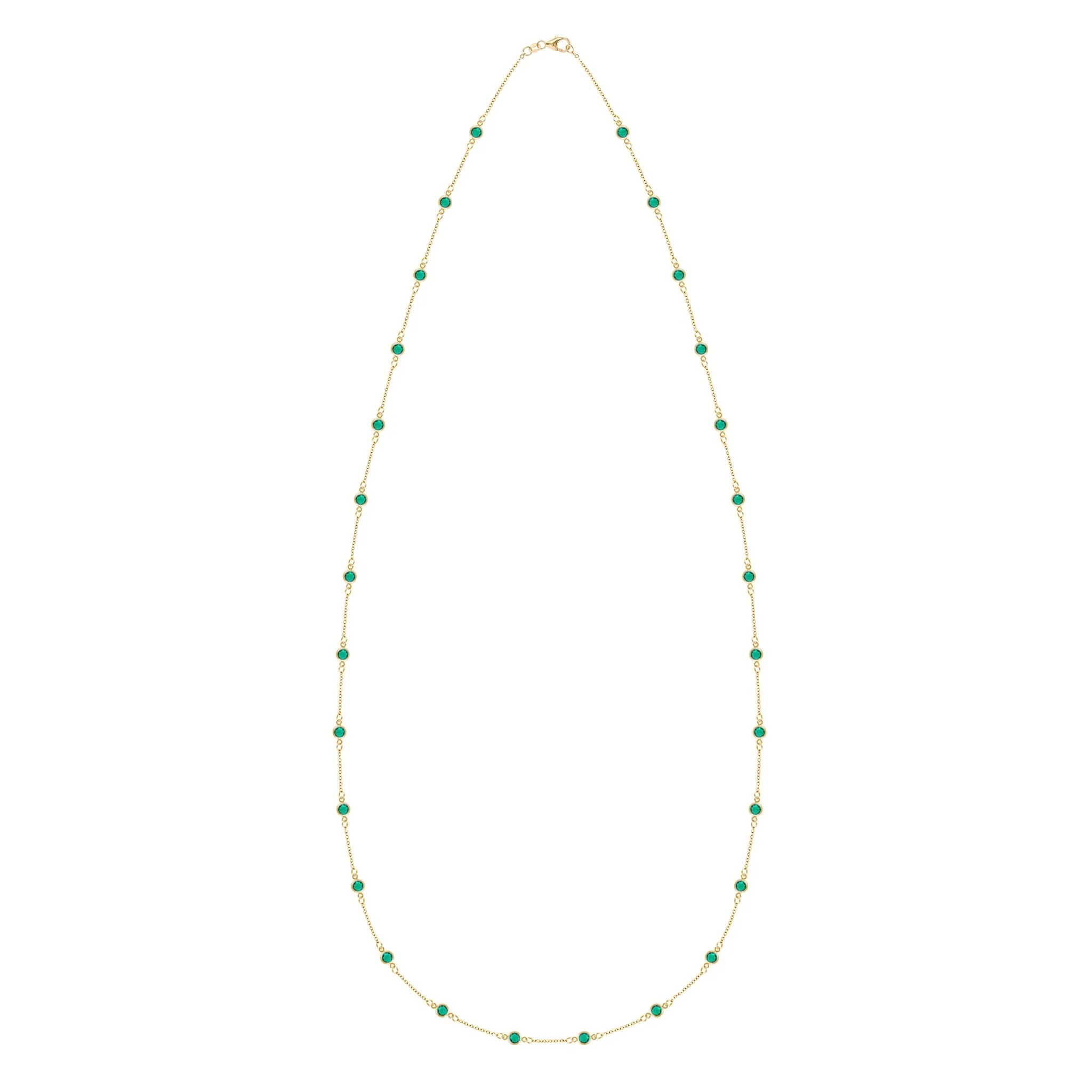 Bayberry Emerald Long Necklace in 14k Gold (May) - Image 4