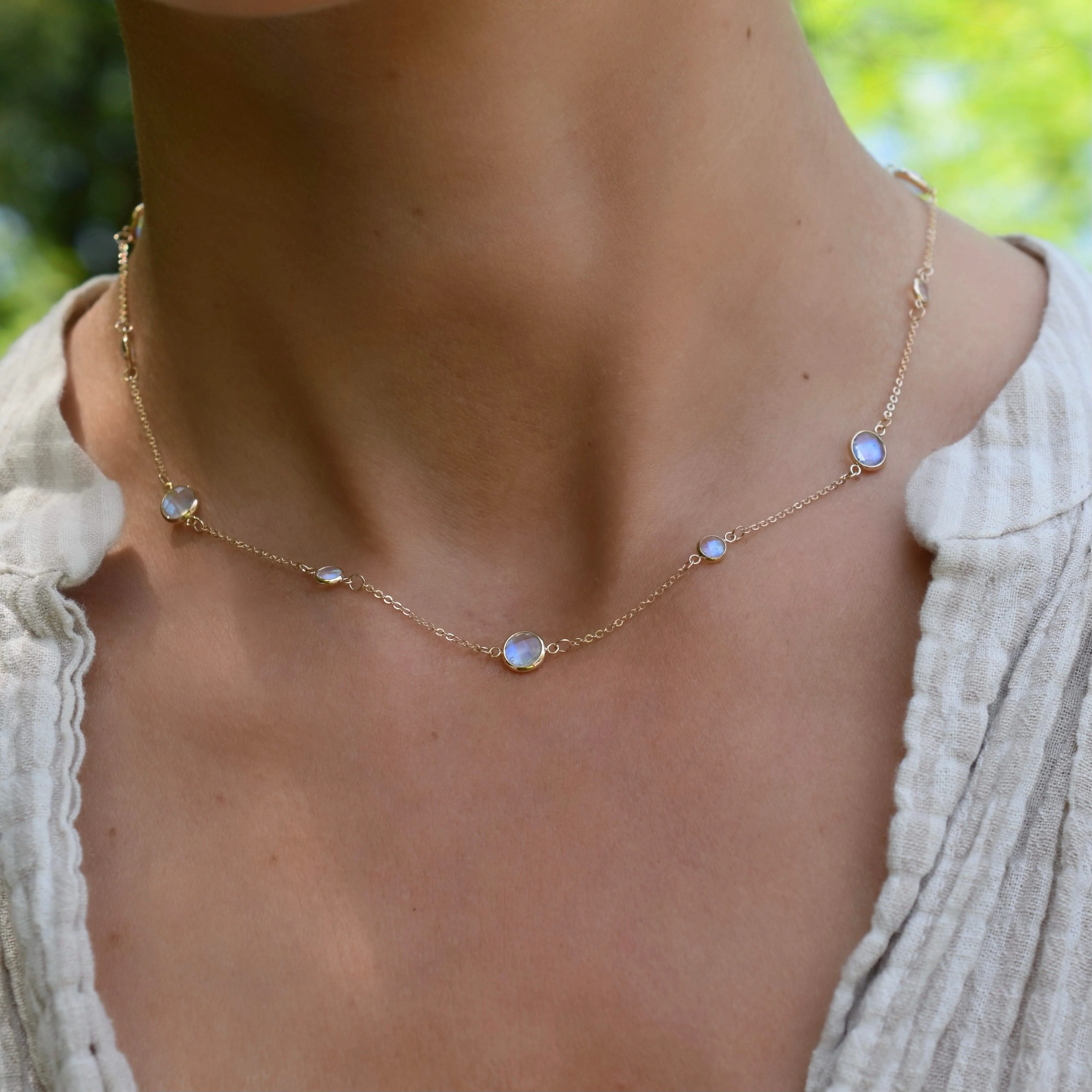 Bayberry Grand & Petite 11 Moonstone Necklace in 14k Gold (June) - Image 2