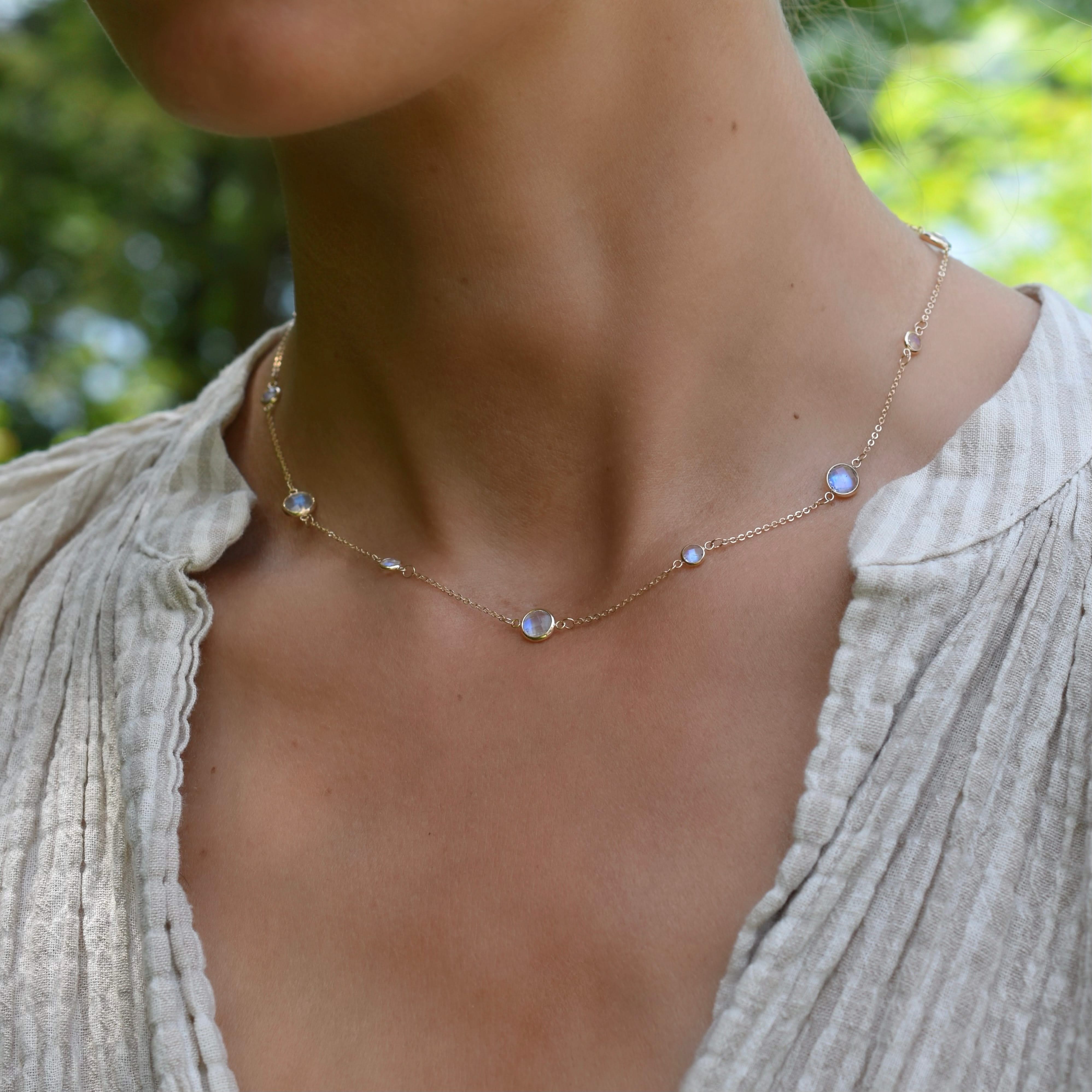 Bayberry Grand & Petite 11 Moonstone Necklace in 14k Gold (June) - Image 3