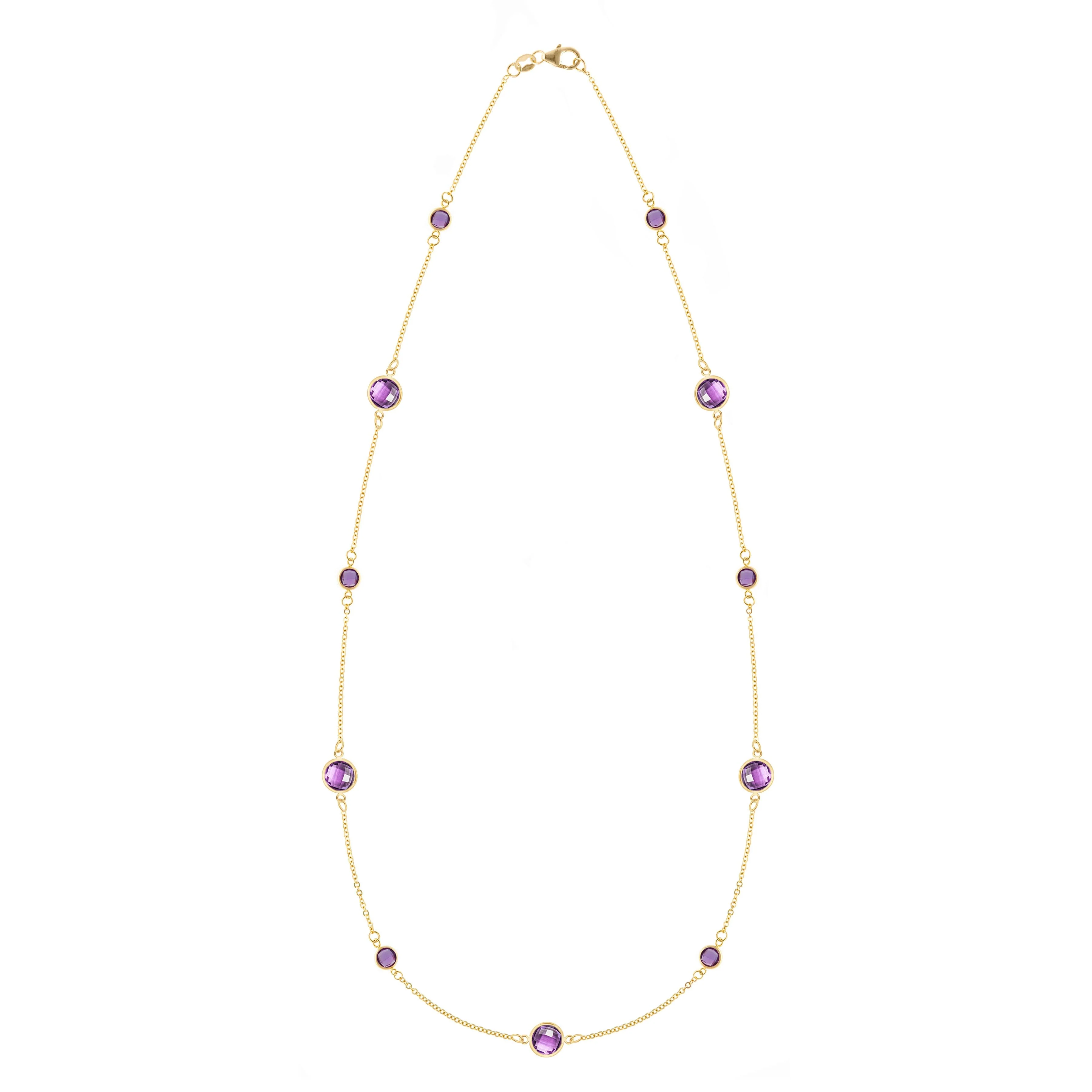 Bayberry Grand & Petite 11 Amethyst Necklace in 14k Gold (February)