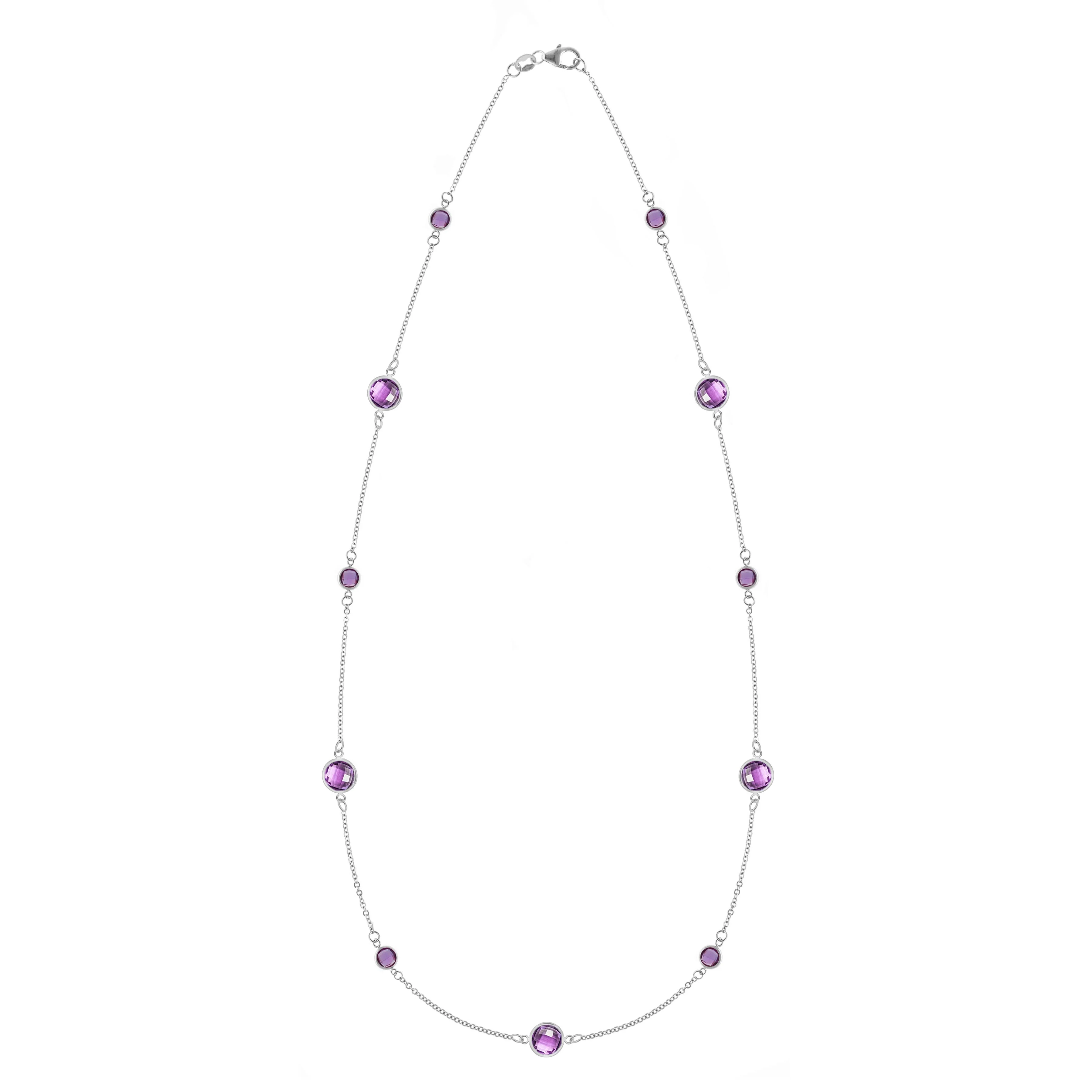 Bayberry Grand & Petite 11 Amethyst Necklace in 14k Gold (February) - Image 5