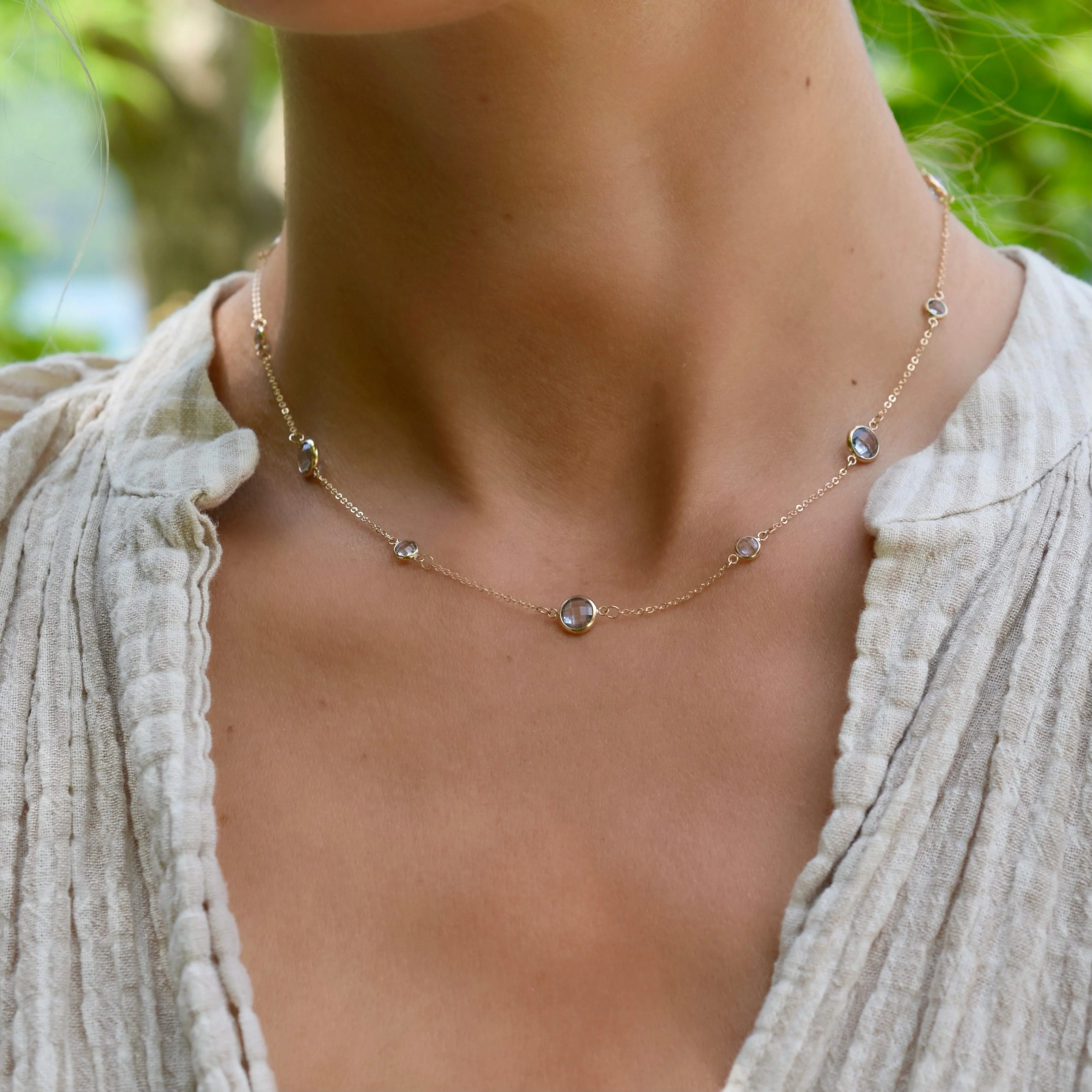 Bayberry Grand & Petite 11 Aquamarine Necklace in 14k Gold (March) - Image 2