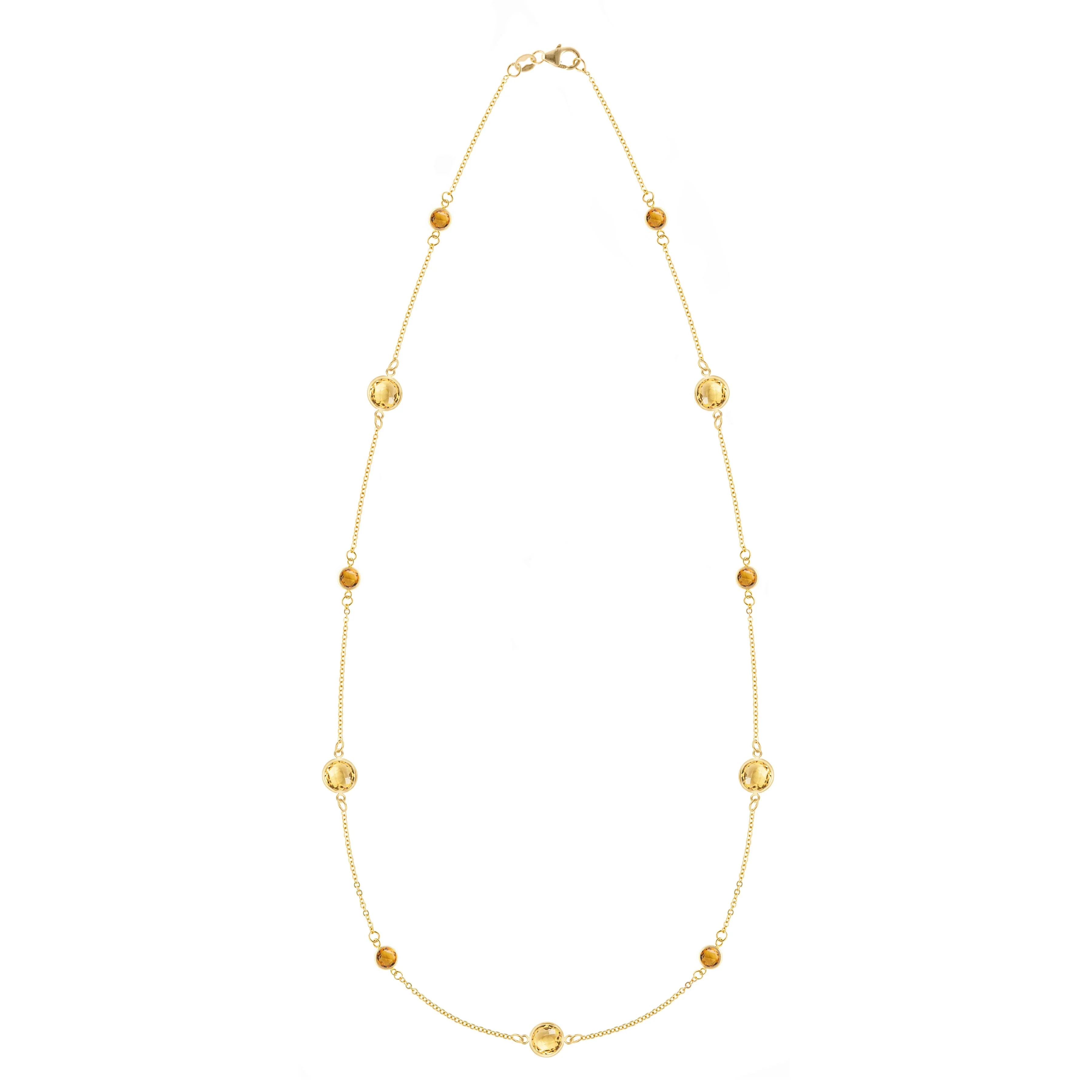 Bayberry Grand & Petite 11 Citrine Necklace in 14k Gold (November)