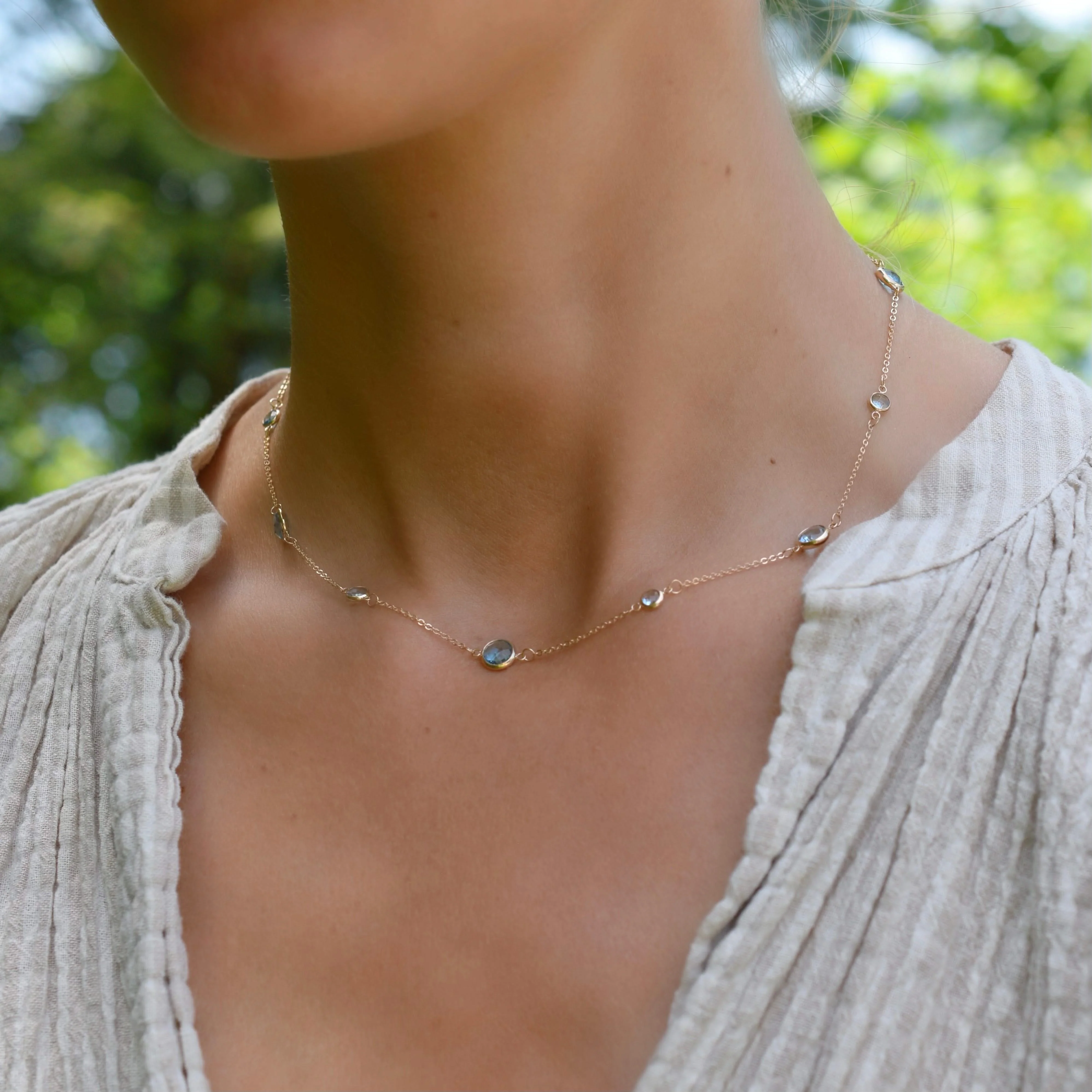 Bayberry Grand & Petite 11 Nantucket Blue Topaz Necklace in 14k Gold (December) - Image 2