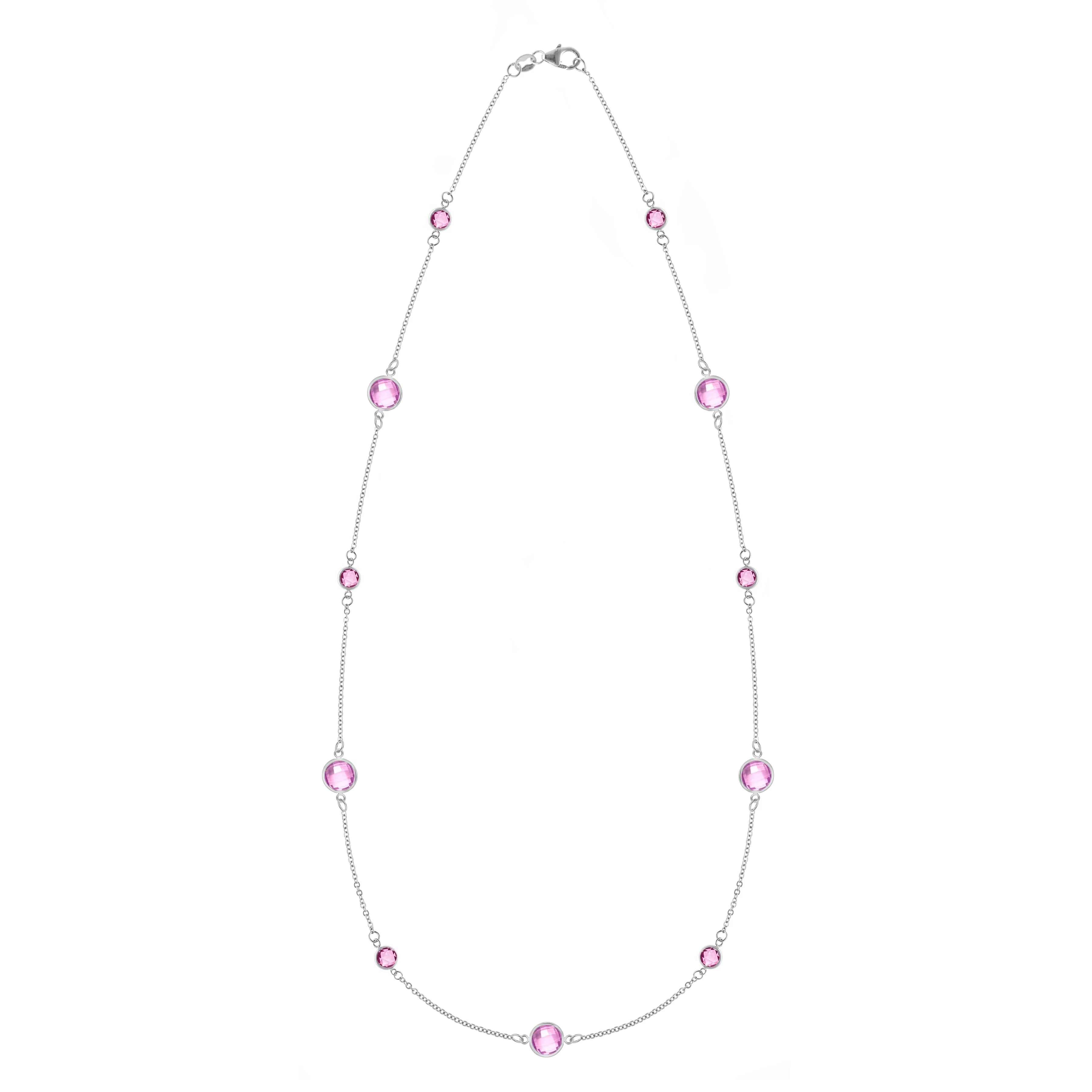 Bayberry Grand & Petite 11 Pink Sapphire Necklace in 14k Gold (October) - Image 5