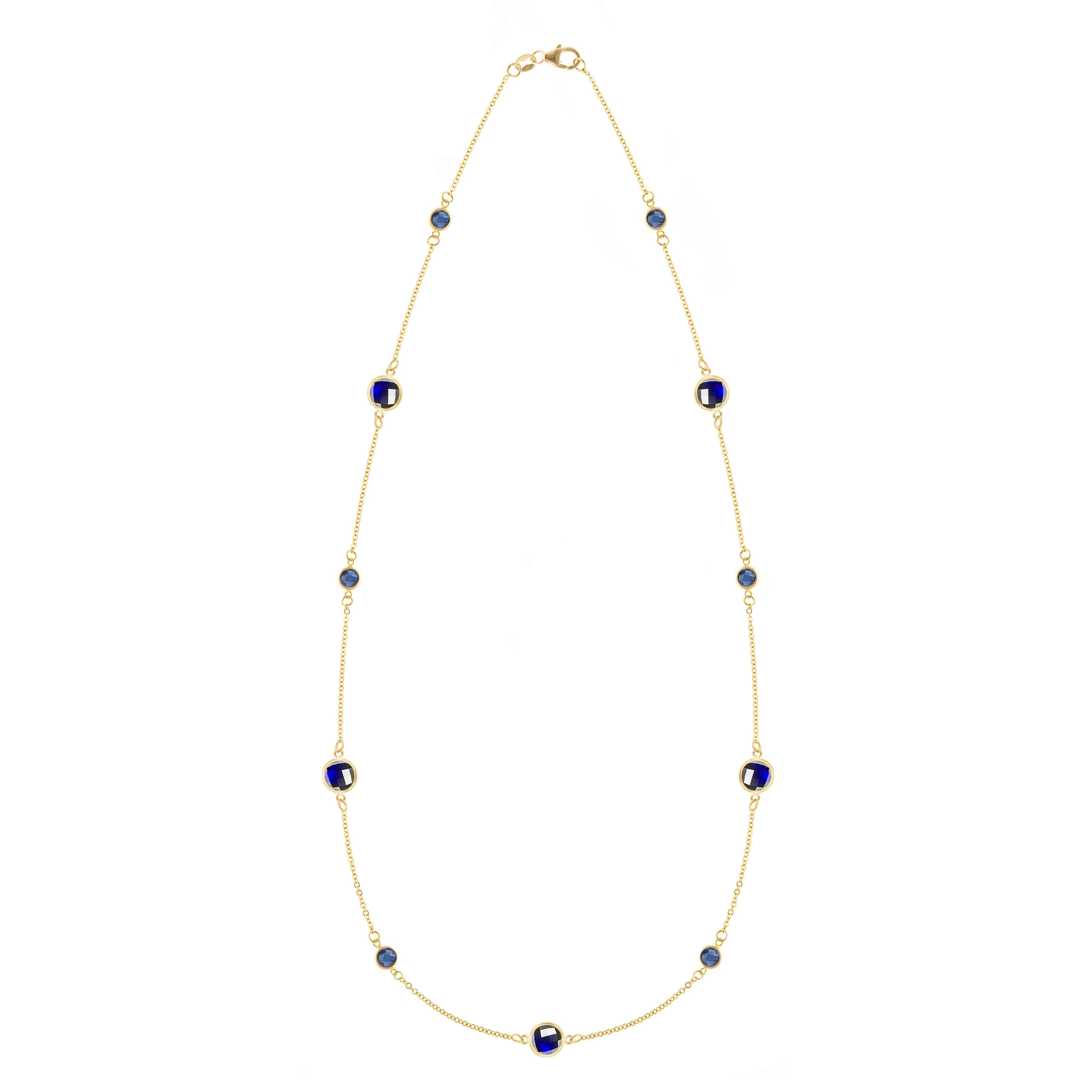 Bayberry Grand & Petite 11 Sapphire Necklace in 14k Gold (September)