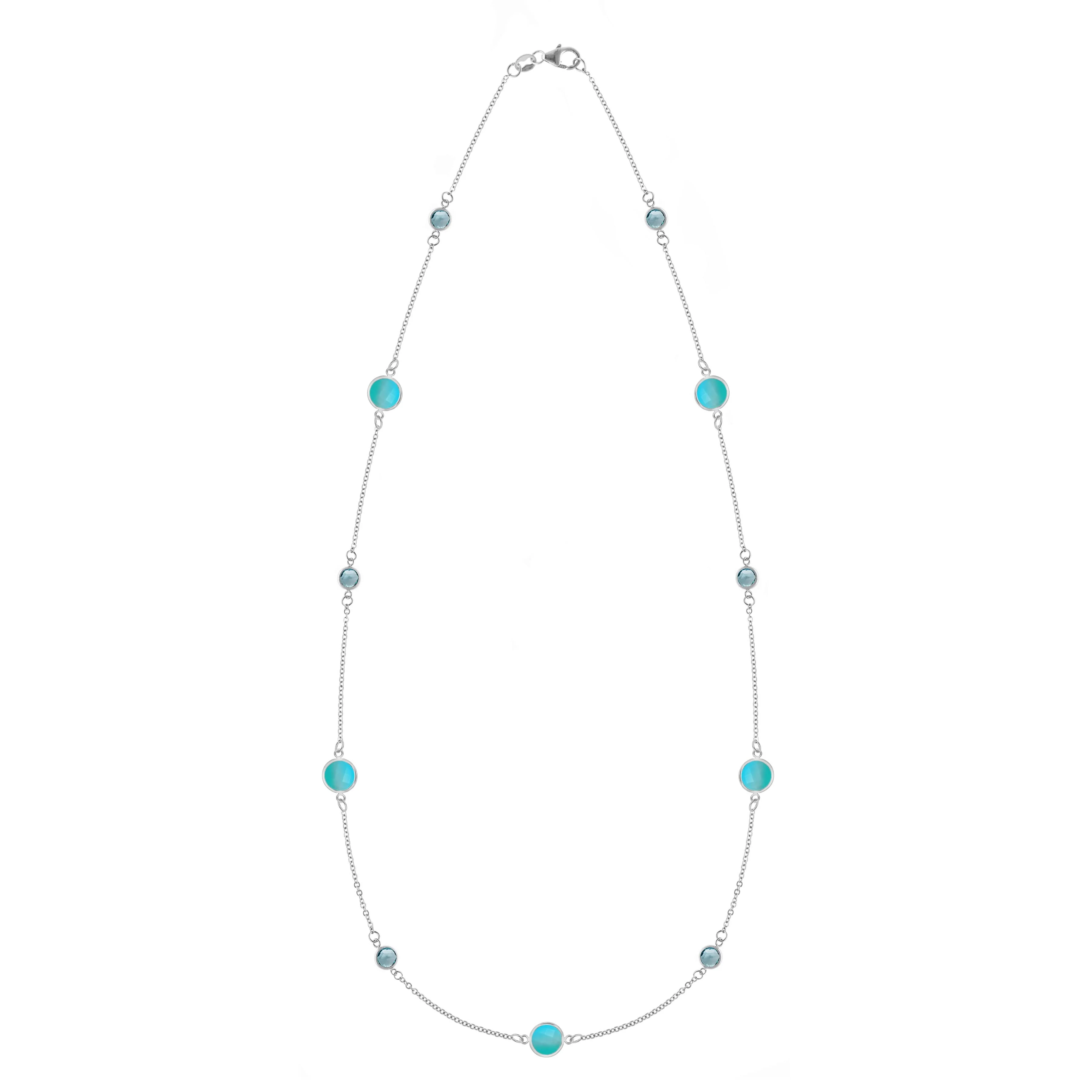 Bayberry Grand & Petite 11 Turquoise & Nantucket Blue Topaz Necklace in 14k Gold (December) - Image 5