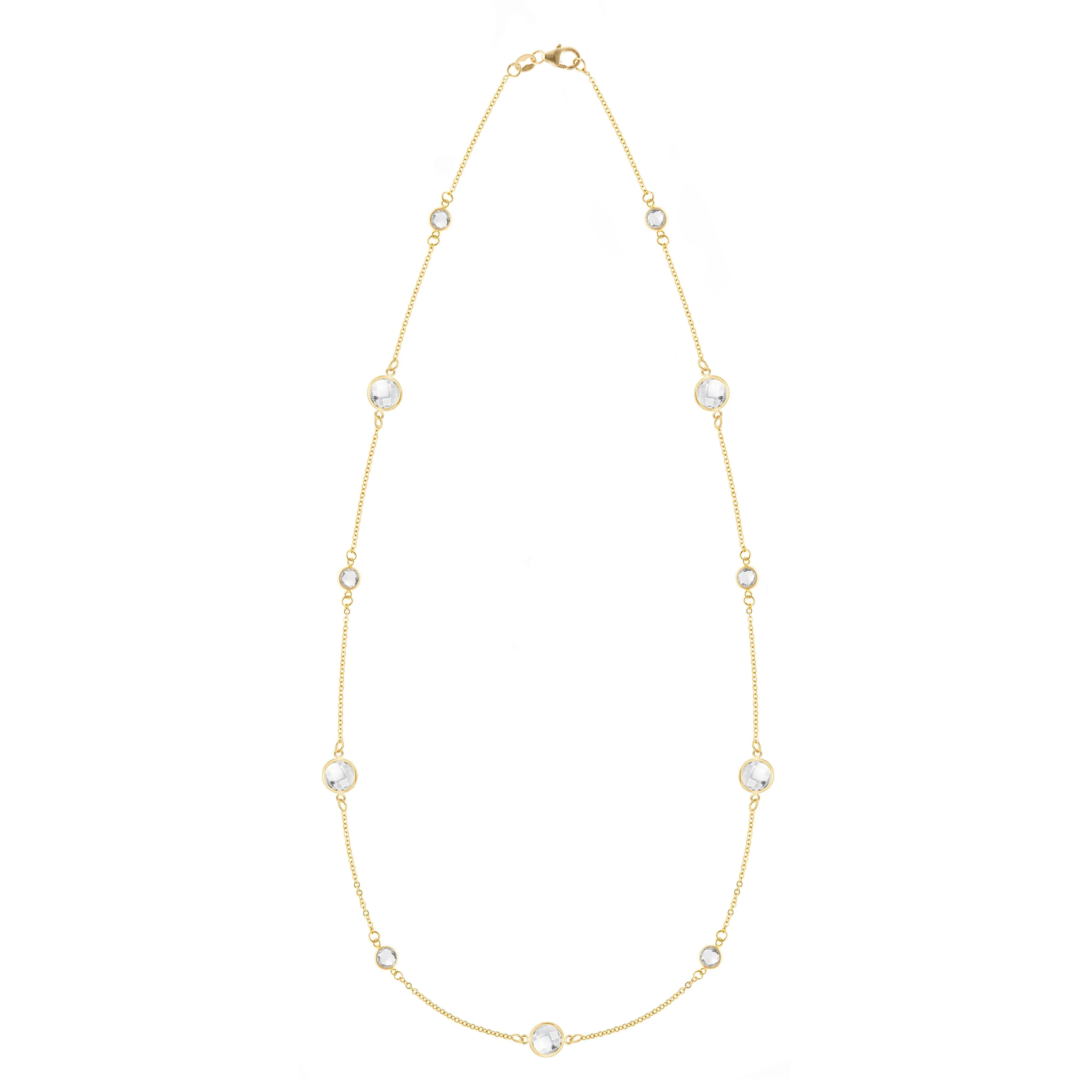 Bayberry Grand & Petite 11 White Topaz Necklace in 14k Gold (April)