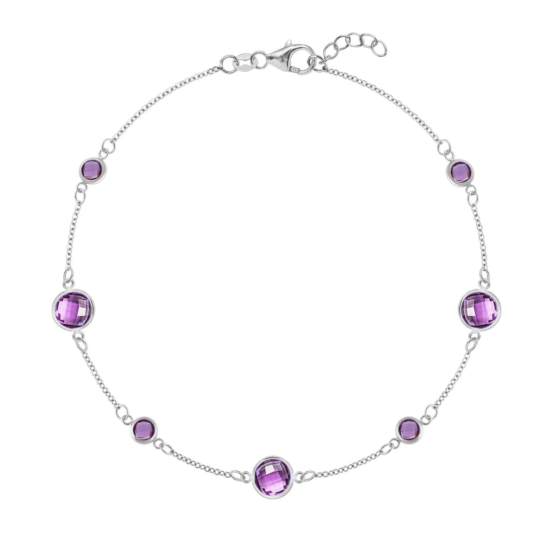 Bayberry Grand & Petite 7 Amethyst Bracelet in 14k Gold (February) - Image 5