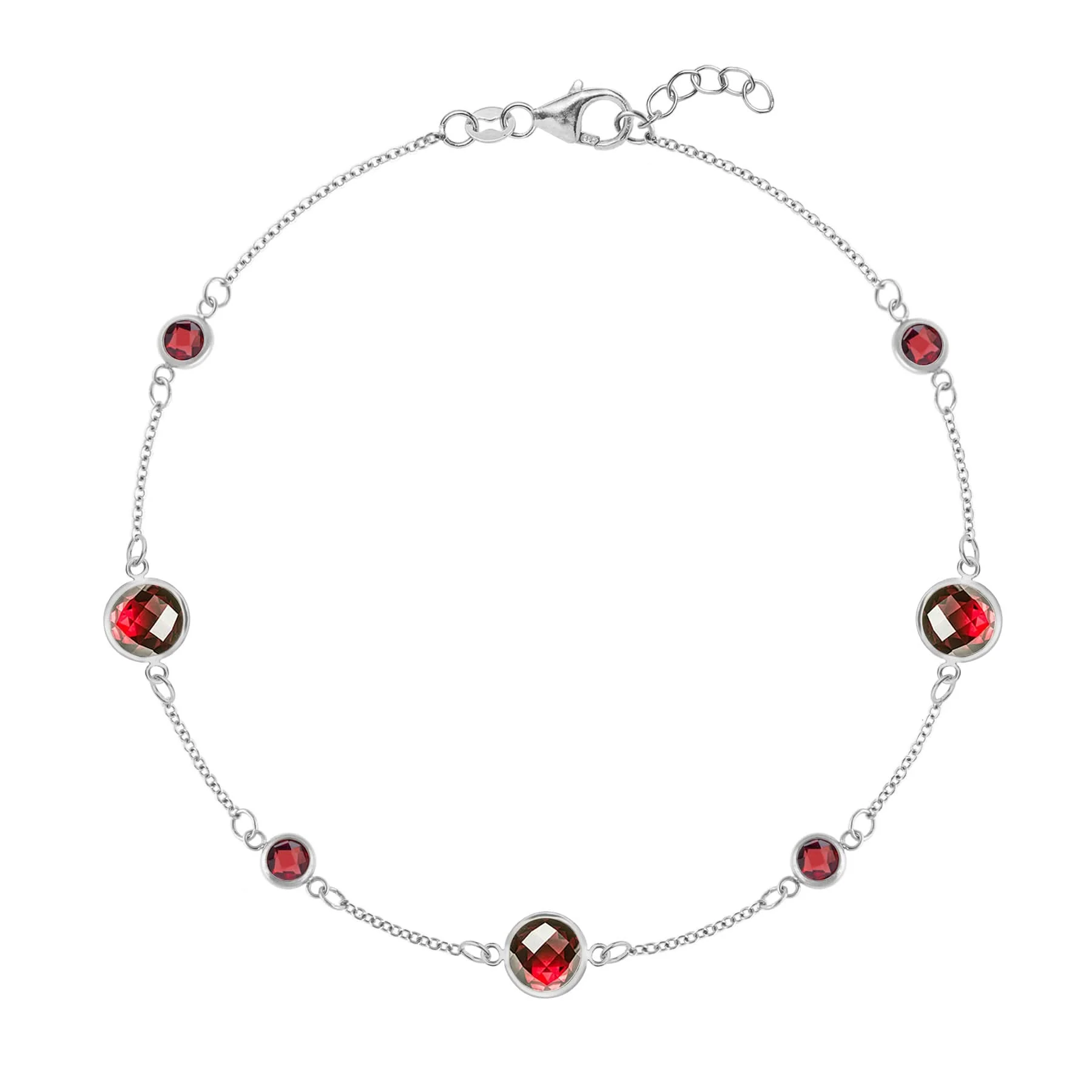 Bayberry Grand & Petite 7 Garnet Bracelet in 14k Gold (January) - Image 5
