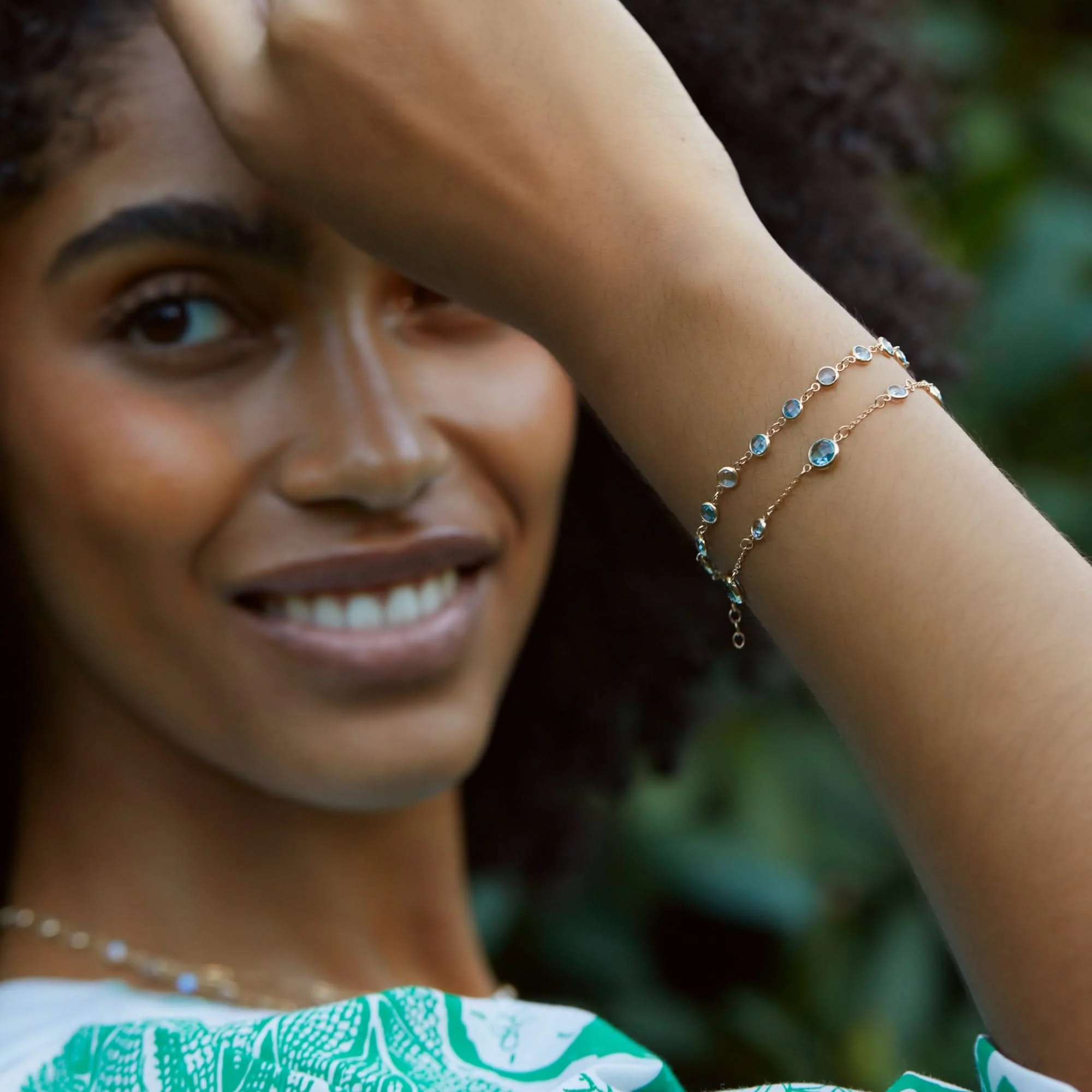 Bayberry Grand & Petite 7 Nantucket Blue Topaz Bracelet in 14k Gold (December) - Image 2