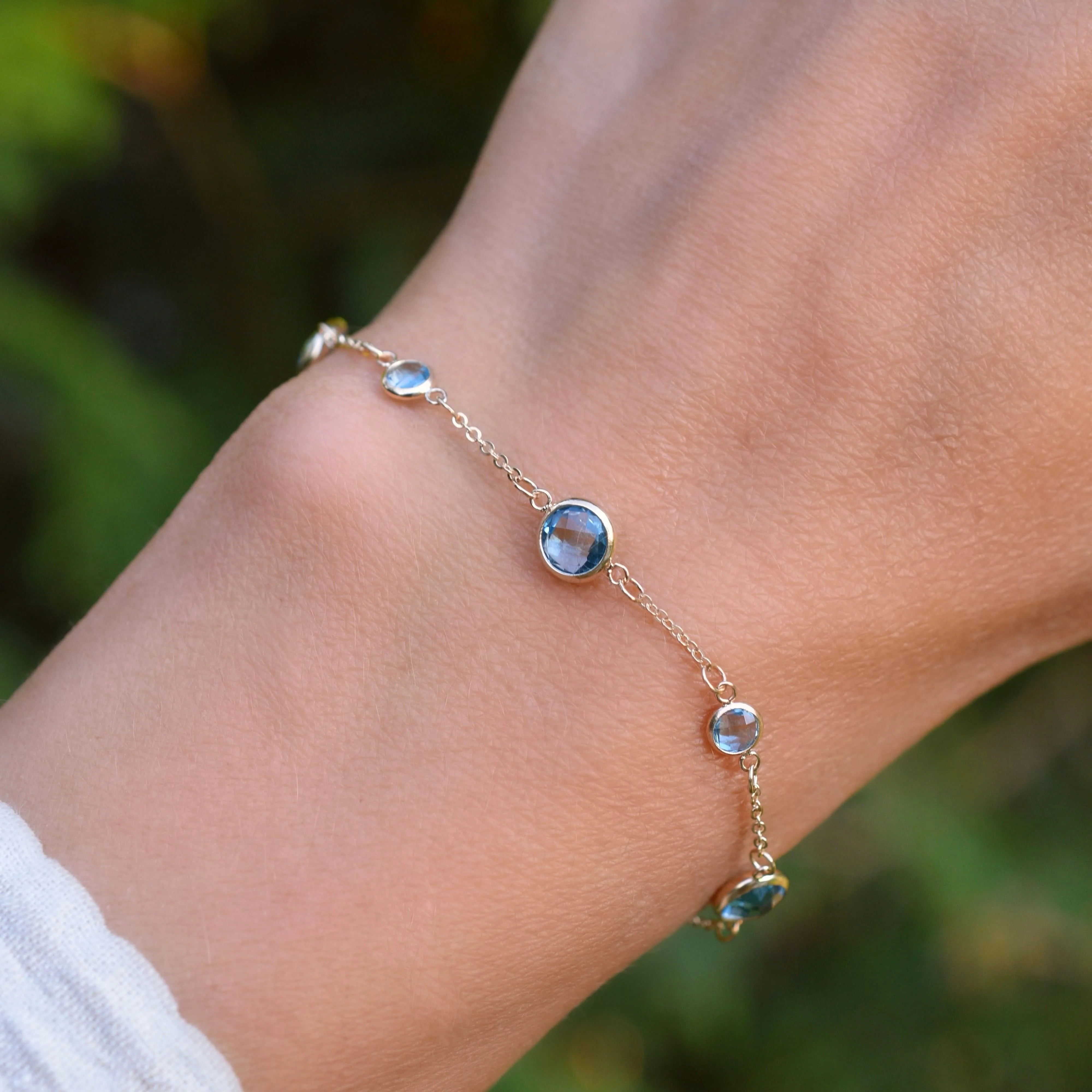 Bayberry Grand & Petite 7 Nantucket Blue Topaz Bracelet in 14k Gold (December) - Image 6