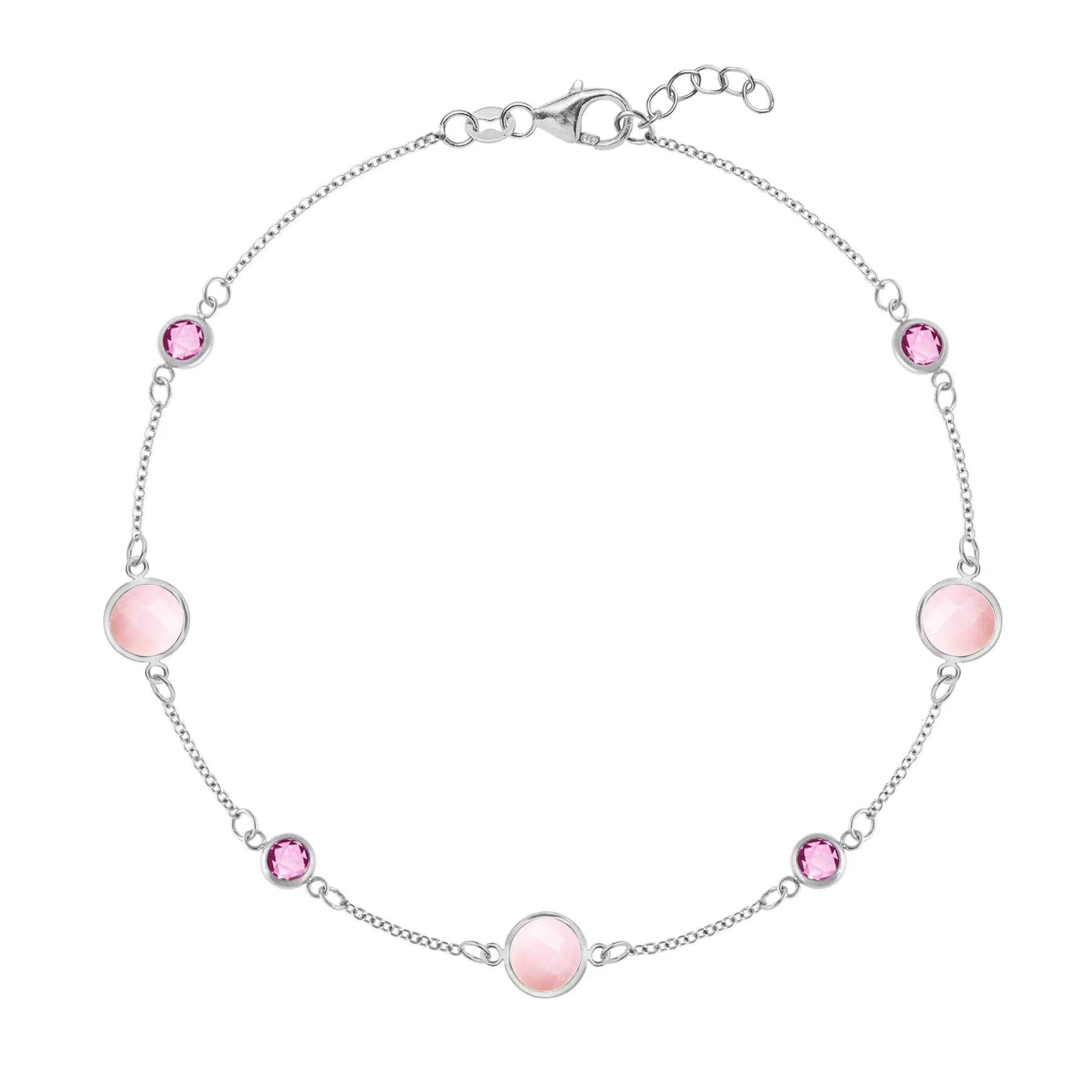 Bayberry Grand & Petite 7 Pink Opal & Pink Sapphire Bracelet in 14k Gold (October) - Image 5