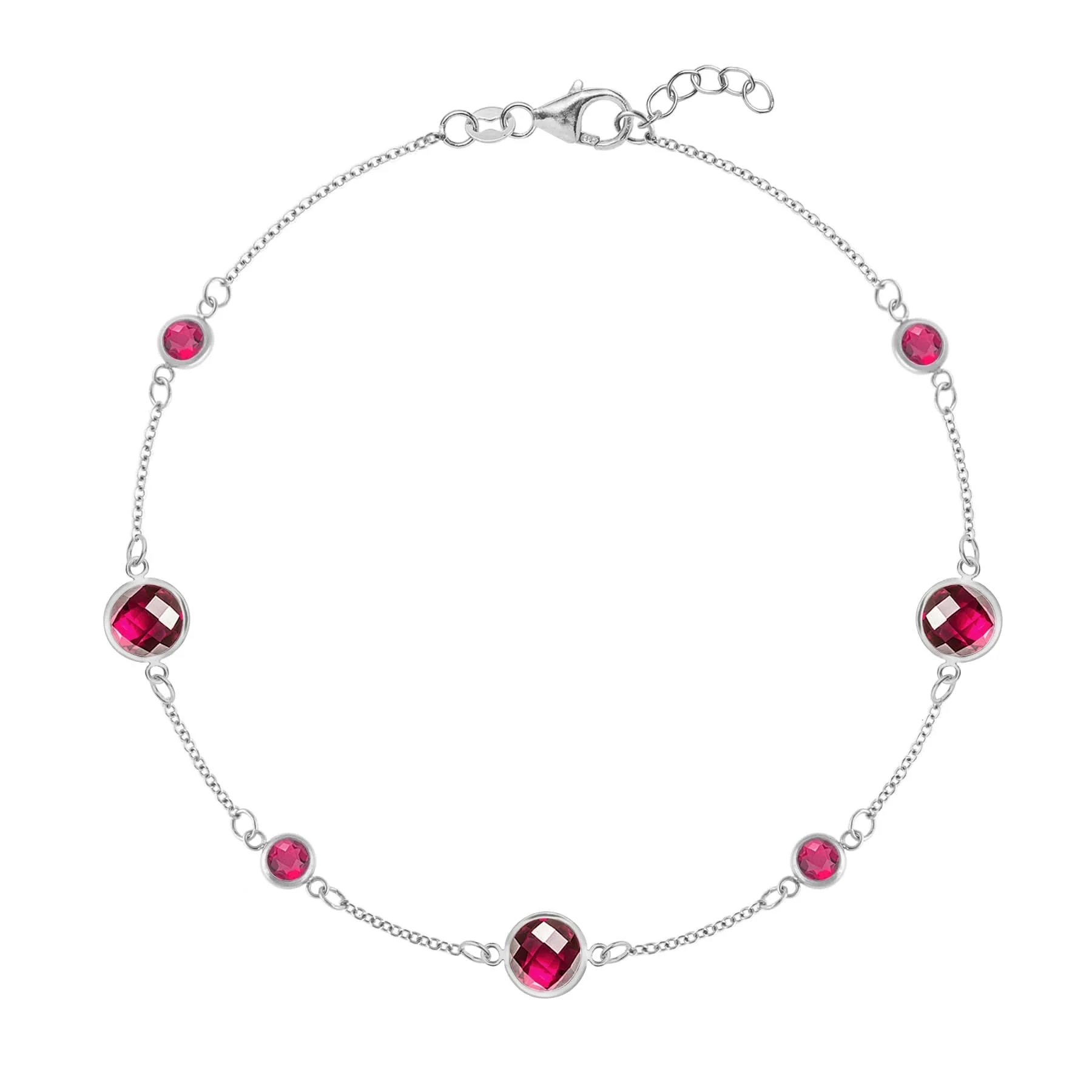 Bayberry Grand & Petite 7 Ruby Bracelet in 14k Gold (July) - Image 5