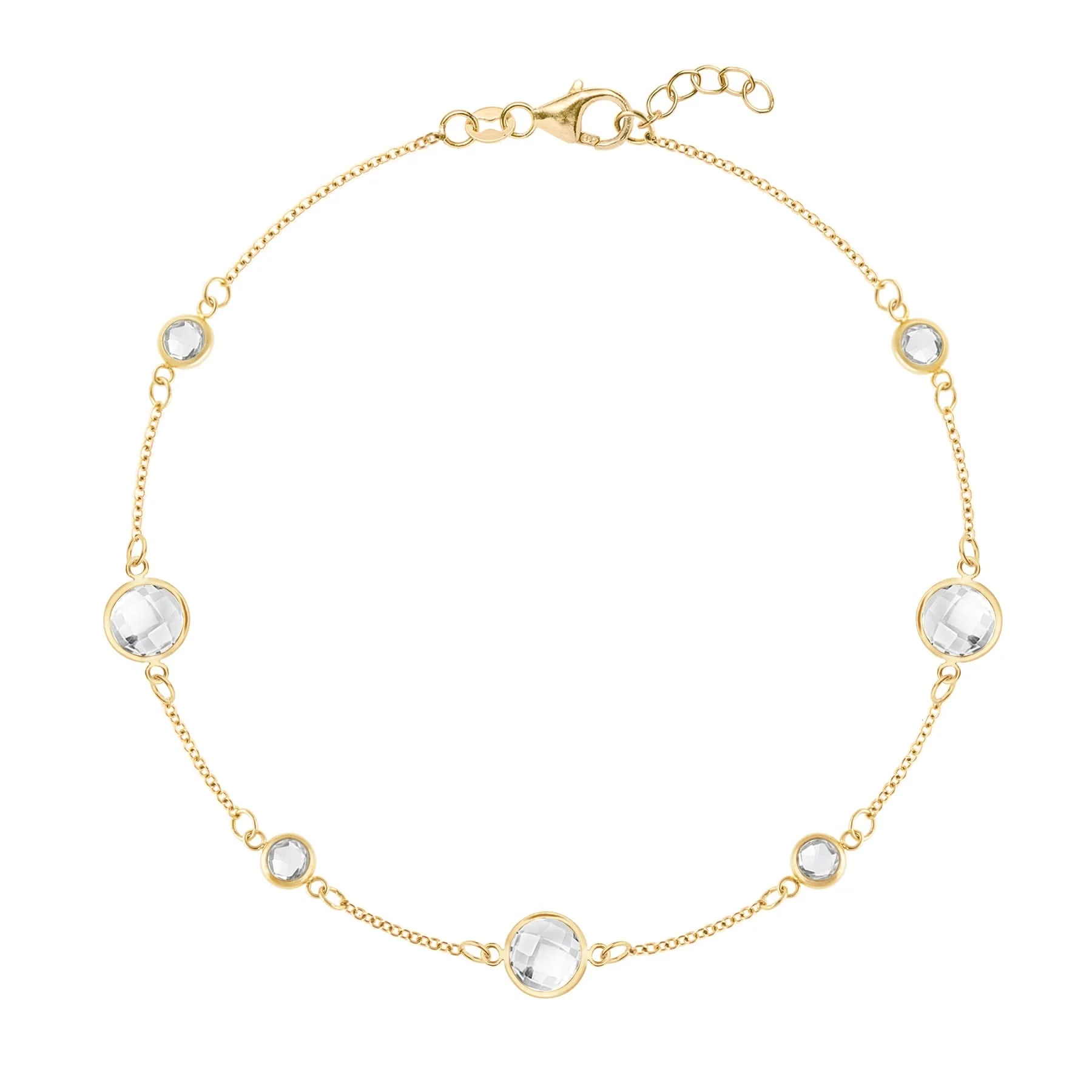 Bayberry Grand & Petite 7 White Topaz Bracelet in 14k Gold (April)