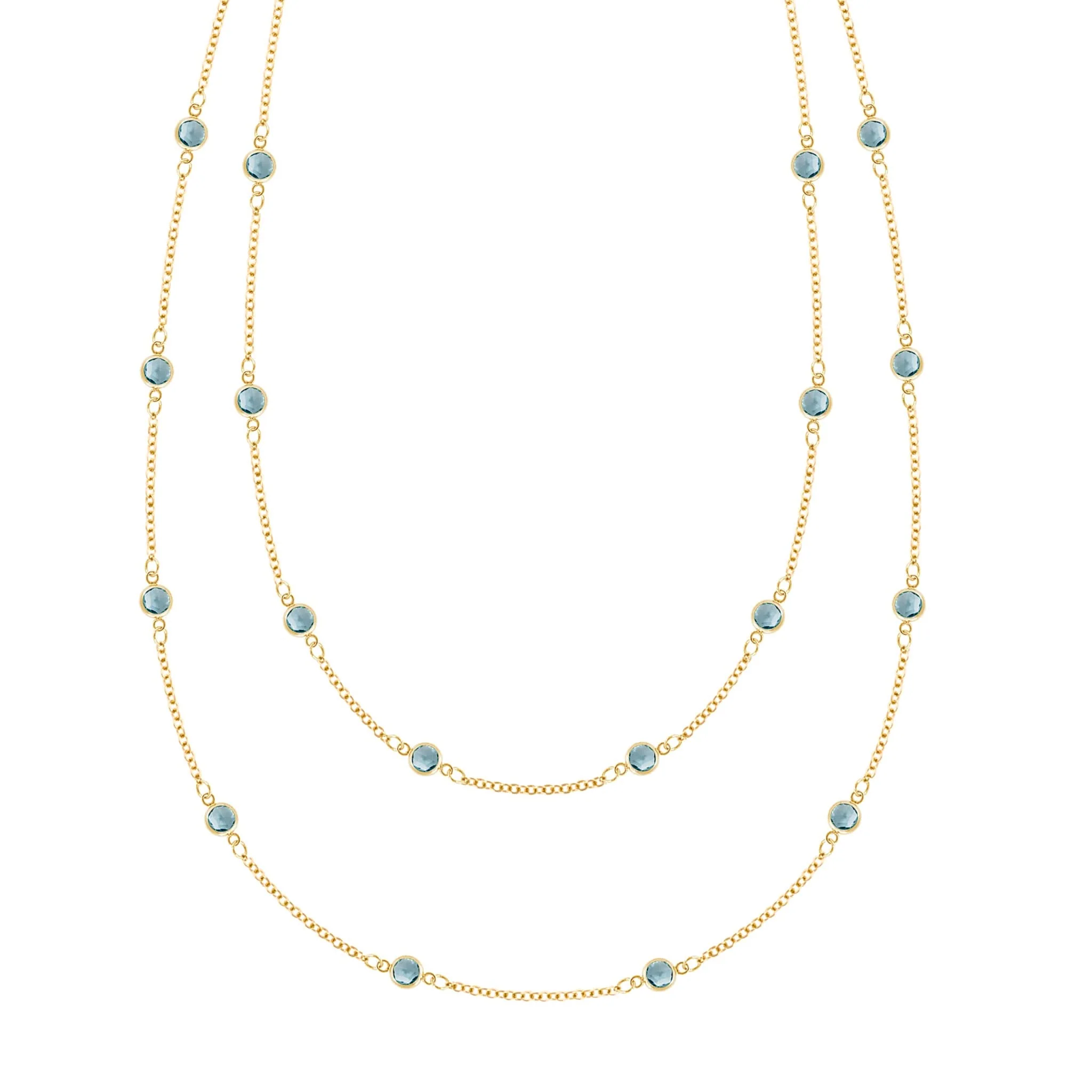 Bayberry Nantucket Blue Topaz Long Necklace in 14k Gold (December)