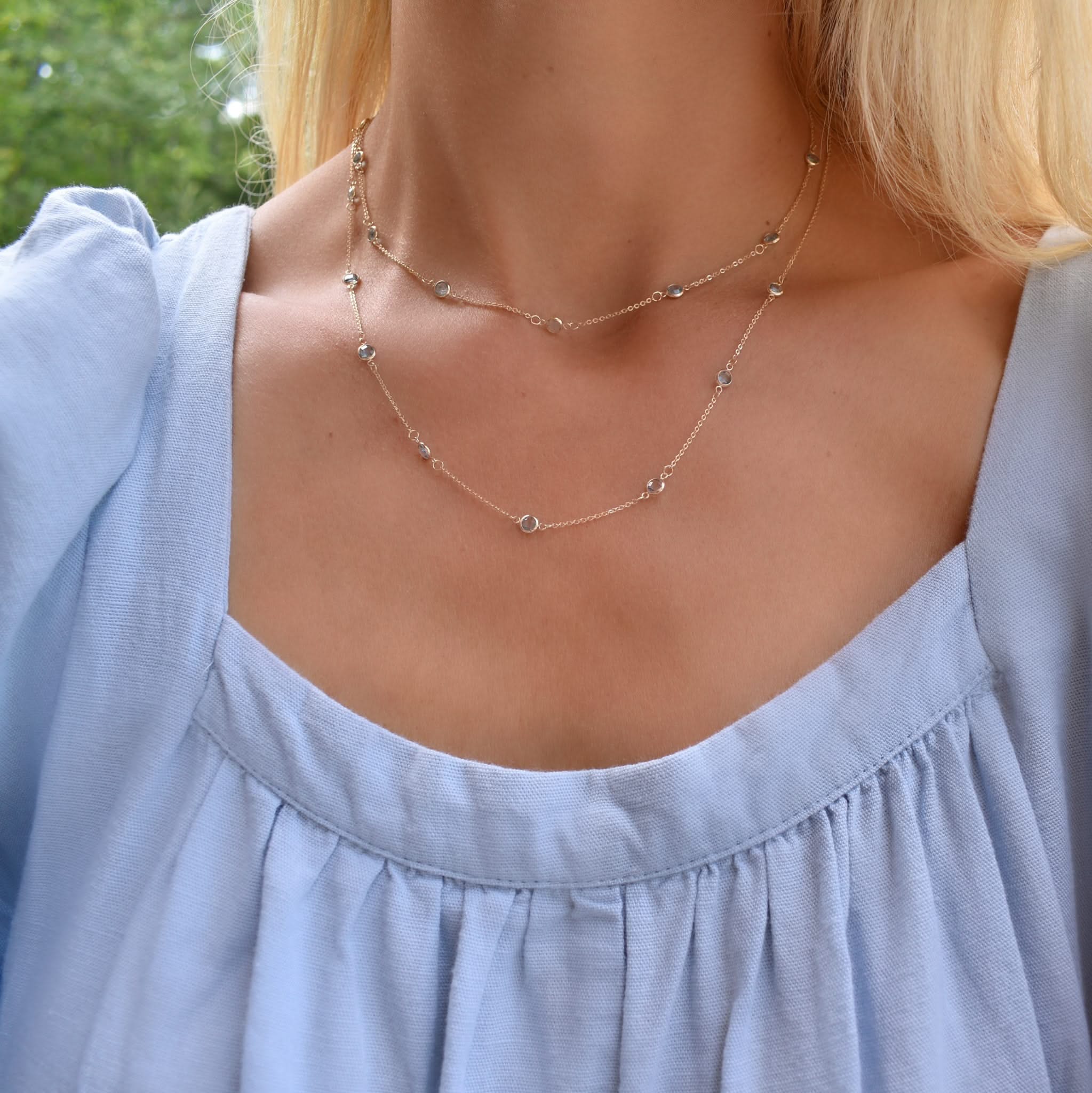 Bayberry Nantucket Blue Topaz Long Necklace in 14k Gold (December) - Image 3