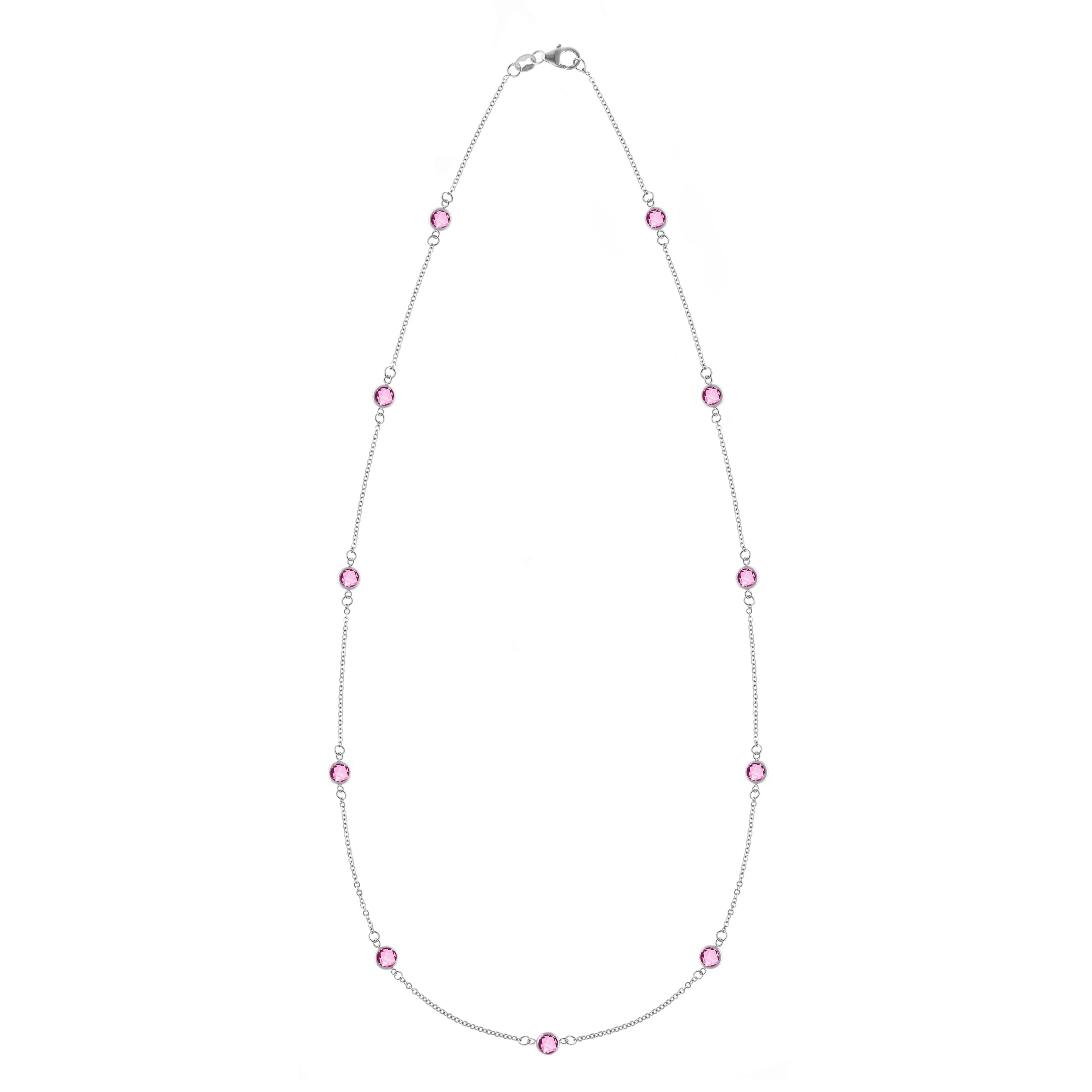 Bayberry 11 Pink Sapphire Necklace in 14k Gold (October) - Image 5