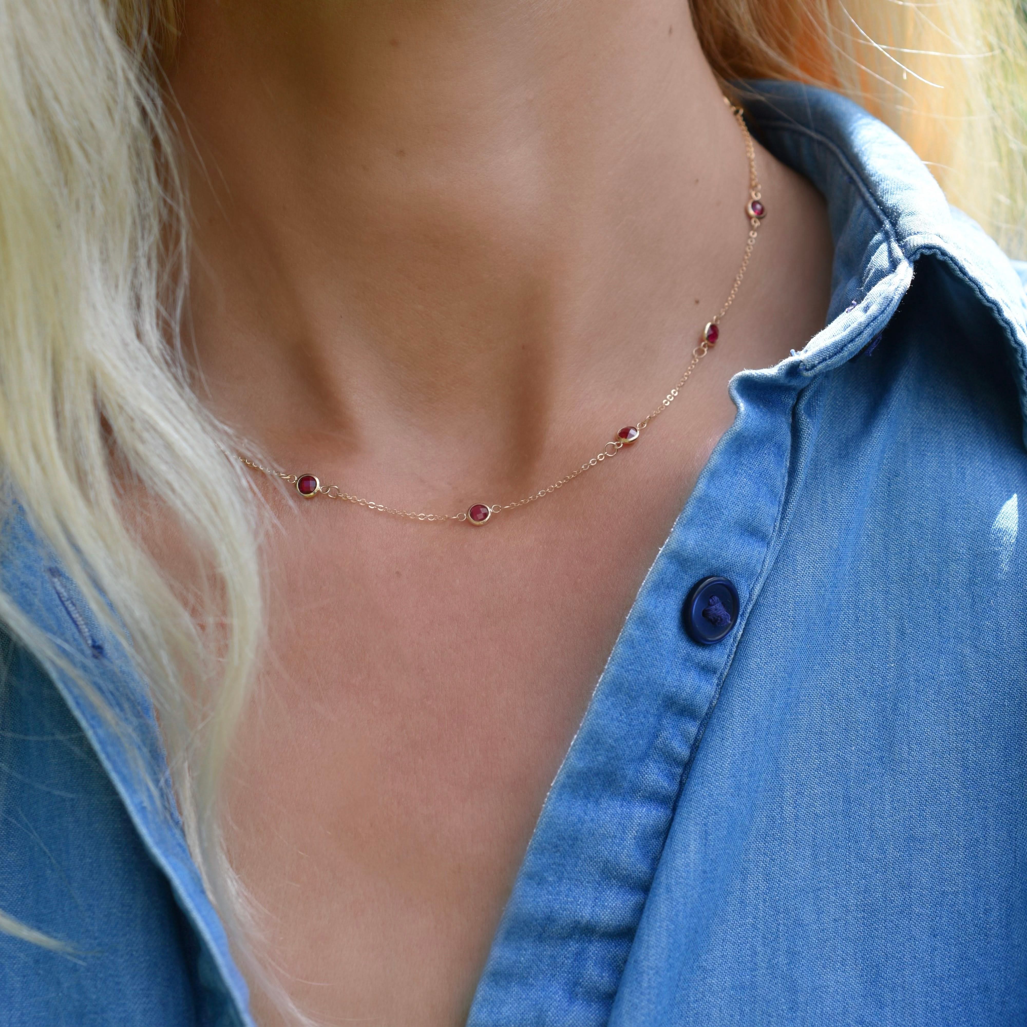 Bayberry 11 Ruby Necklace in 14k Gold (July) - Image 6