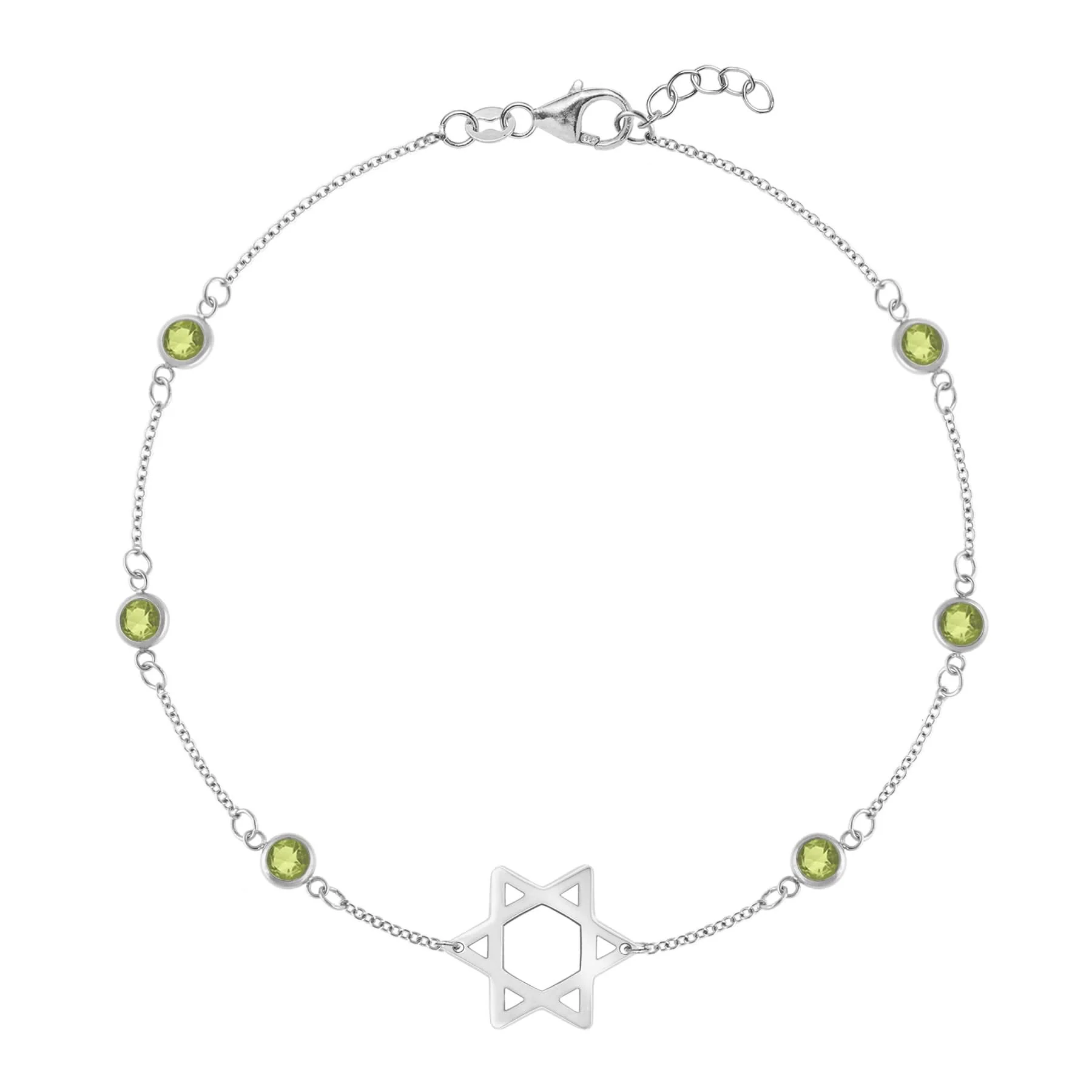 Bayberry Peridot Star of David Bracelet in 14k Gold (August) - Image 5