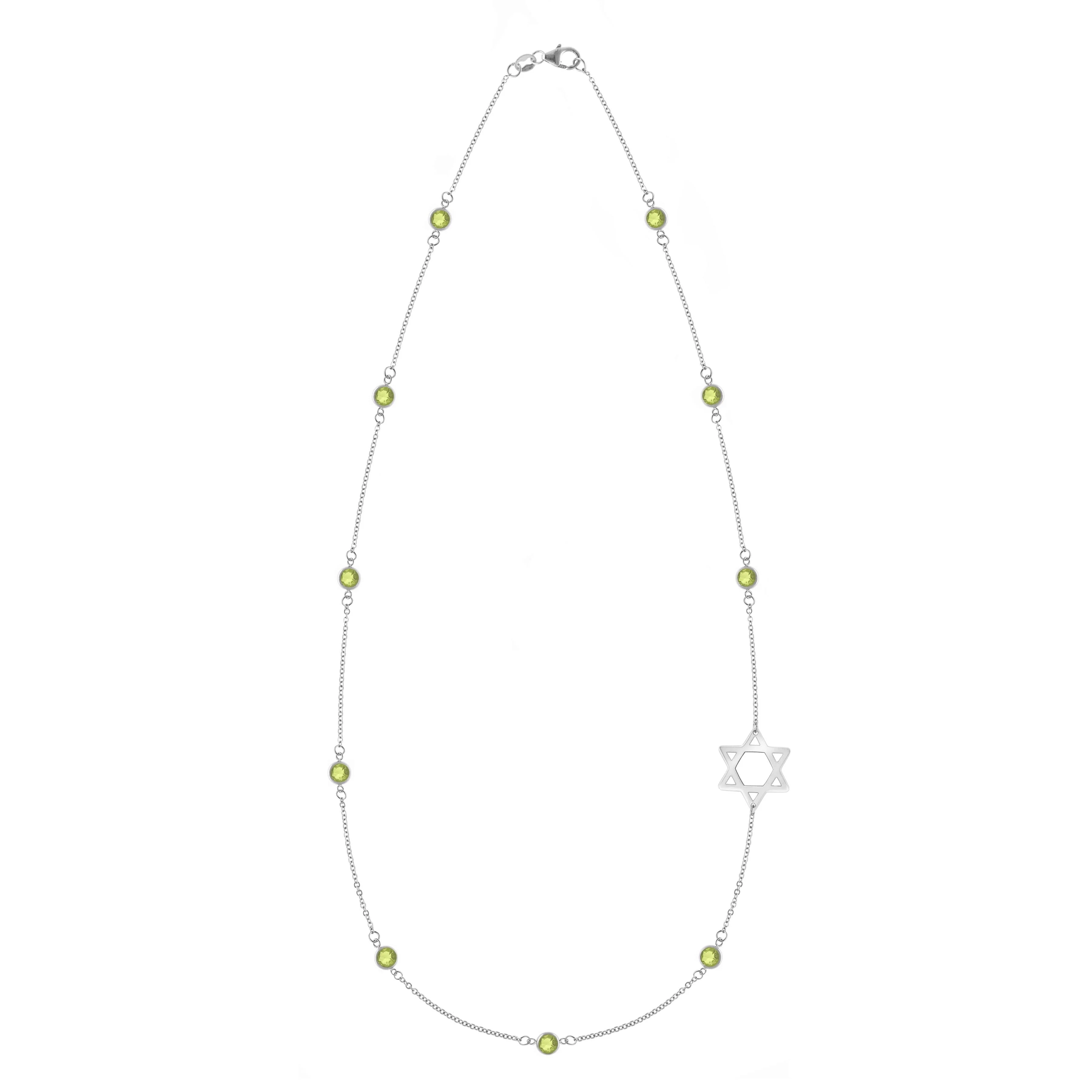 Bayberry Peridot Star of David Necklace in 14k Gold (August) - Image 5