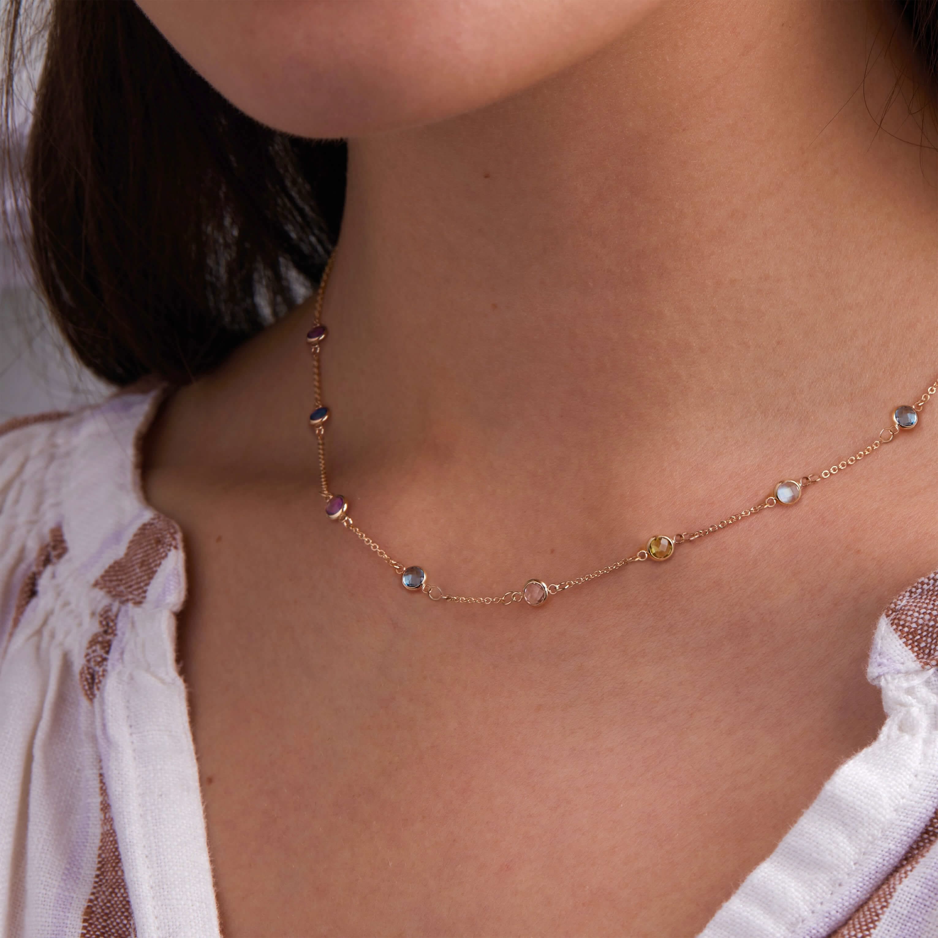 Petite 8 Birthstone Necklace in 14k Gold - Image 3