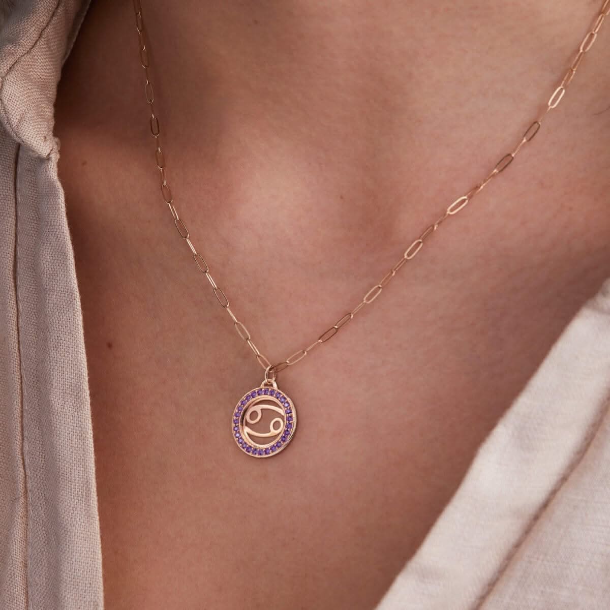 Cancer & Birthstone Pendant in 14k Gold - Image 6