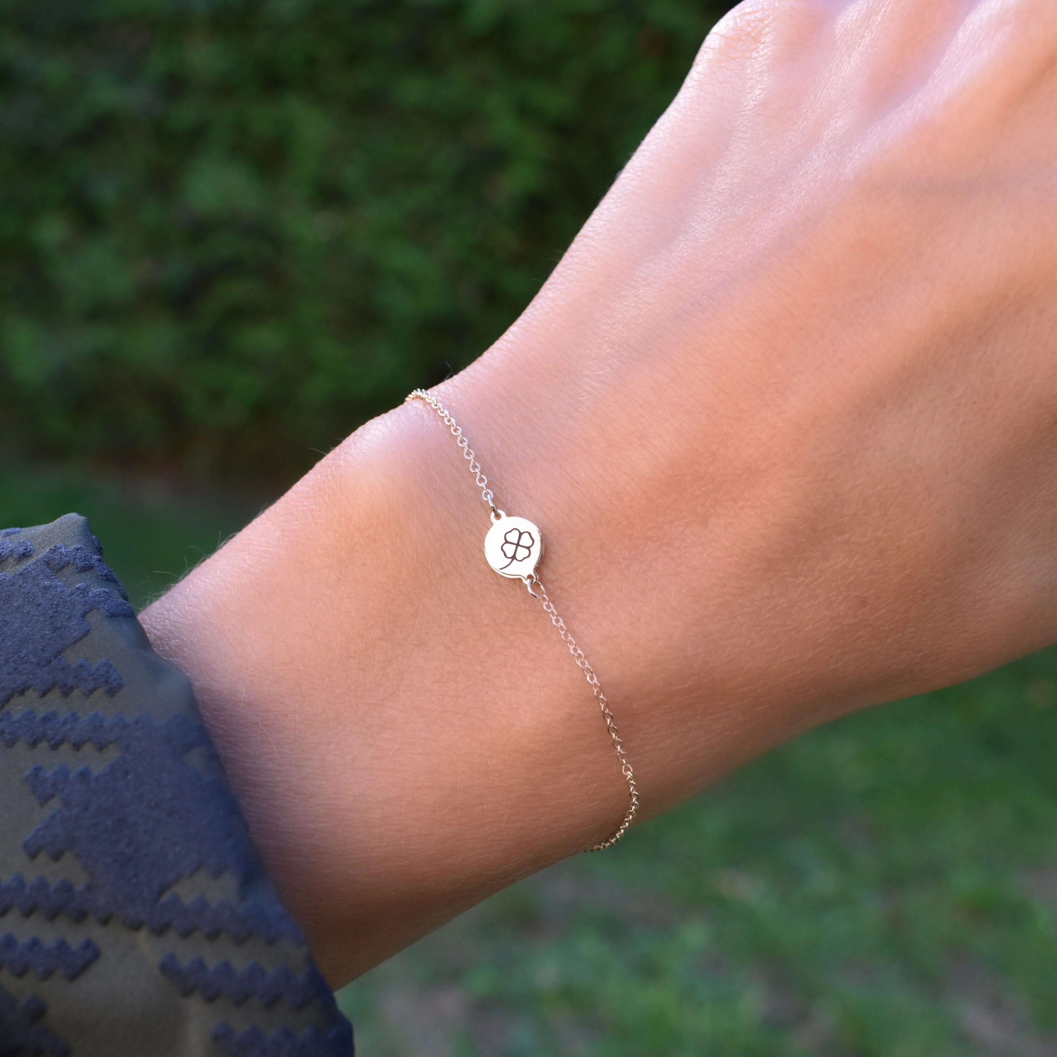 Clover Disc Bracelet in 14k Gold - Image 6