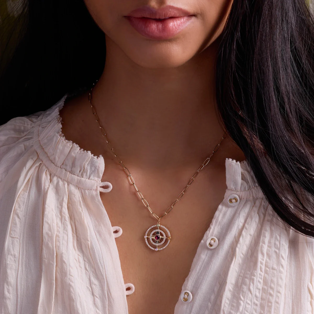 Compass Birthstone Pendant in 14k Gold - Image 7