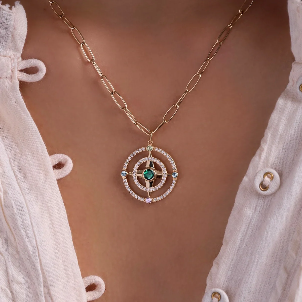 Compass Birthstone Pendant in 14k Gold - Image 9