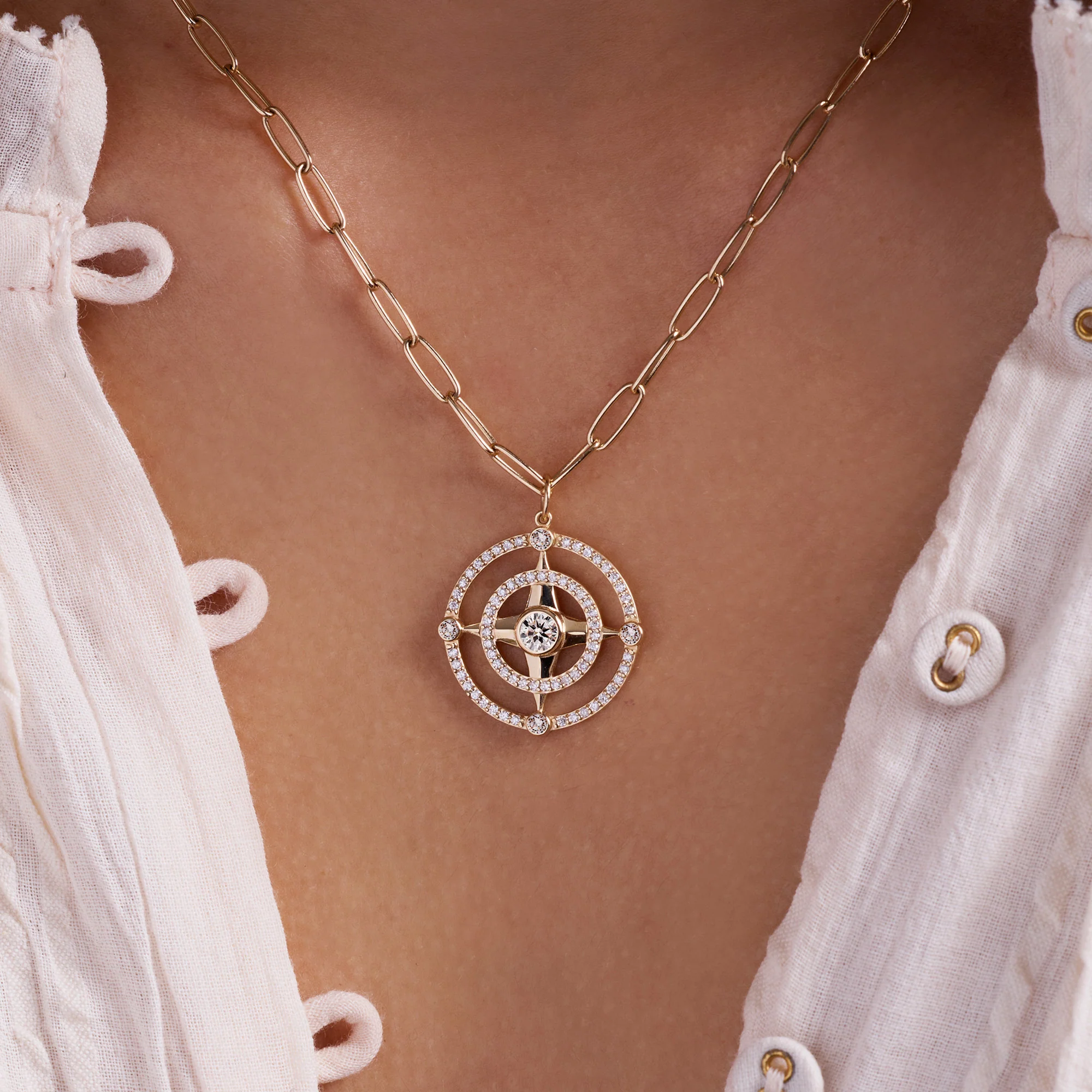 Compass Diamond Pendant in 14k Gold (April) - Image 3
