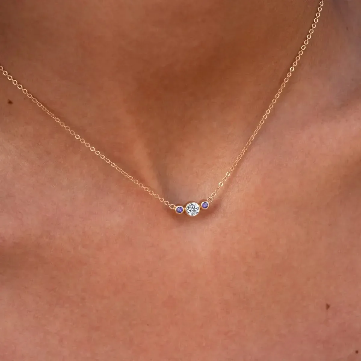Barrington Diamond Necklace with Amethyst Side Stones (February) - Image 3