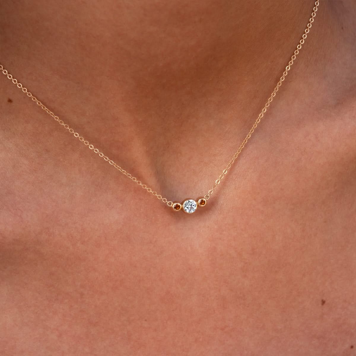 Barrington Diamond Necklace with Citrine Side Stones (November) - Image 3