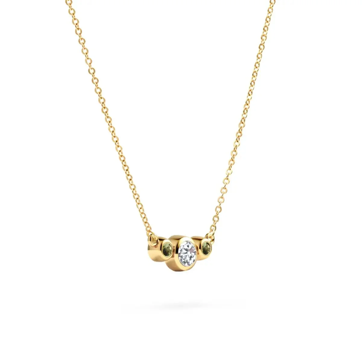 Barrington Diamond Necklace with Peridot Side Stones (August) - Image 4