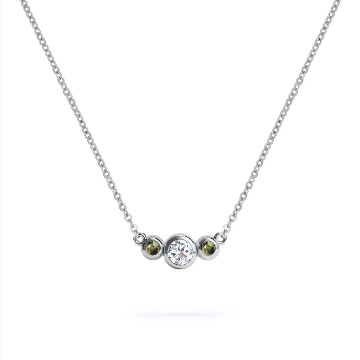 Barrington Diamond Necklace with Peridot Side Stones (August) - Image 7