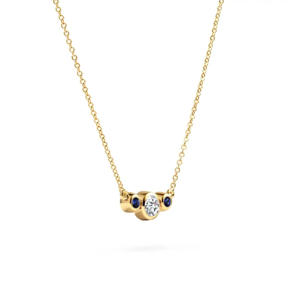 Barrington Diamond Necklace with Sapphire Side Stones (September) - Image 4