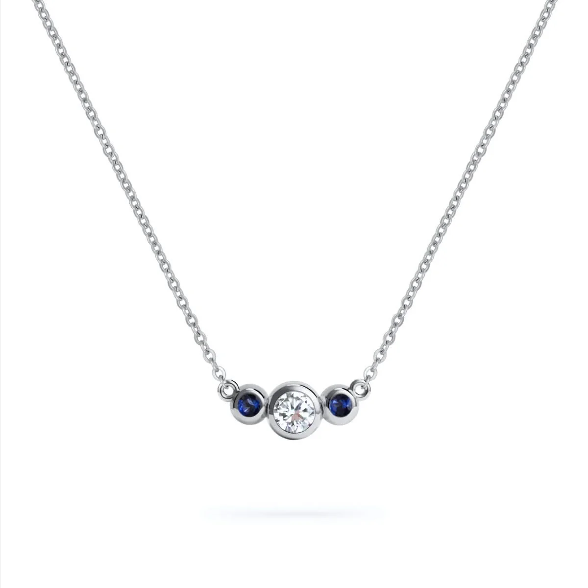 Barrington Diamond Necklace with Sapphire Side Stones (September) - Image 7