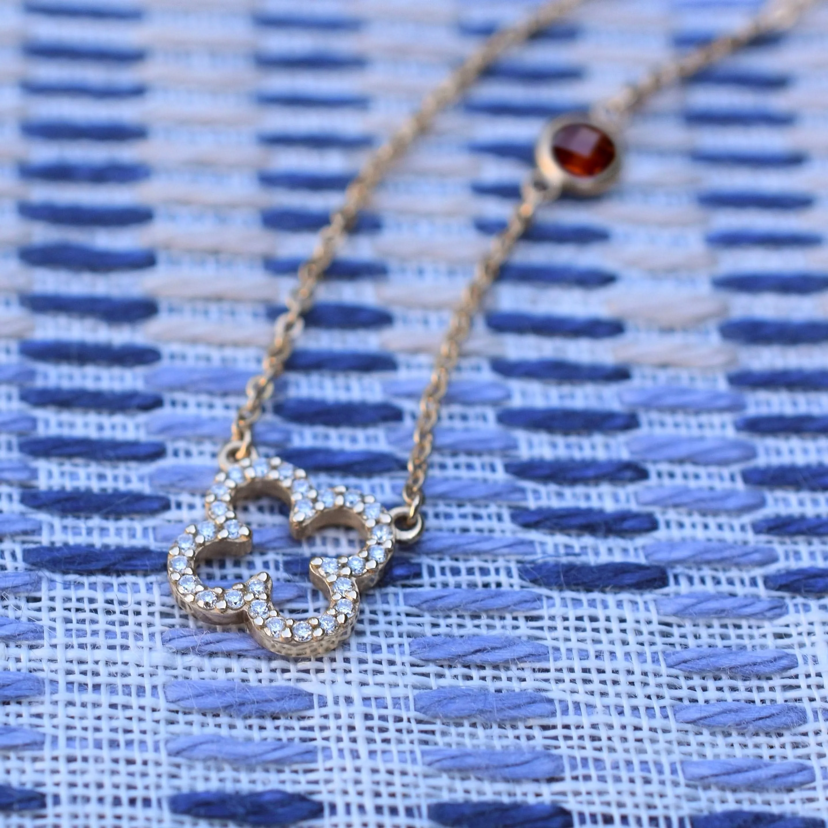Diamond Clover & Garnet Necklace in 14k Gold (January) - Image 6