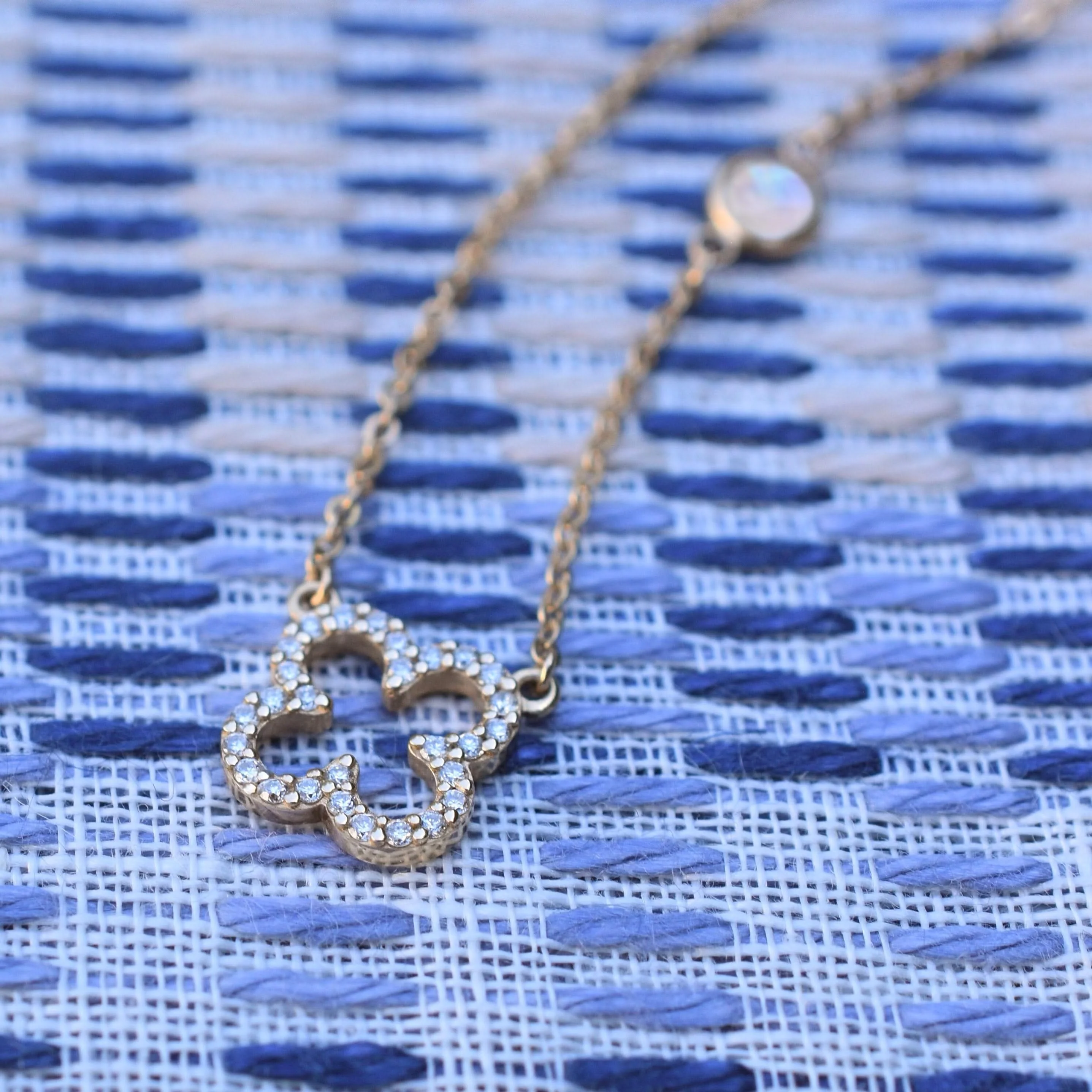Diamond Clover & Moonstone Necklace in 14k Gold (June) - Image 6