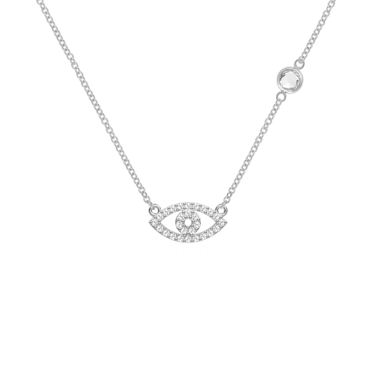 Diamond Evil Eye & Birthstone Necklace in 14k Gold - Image 8