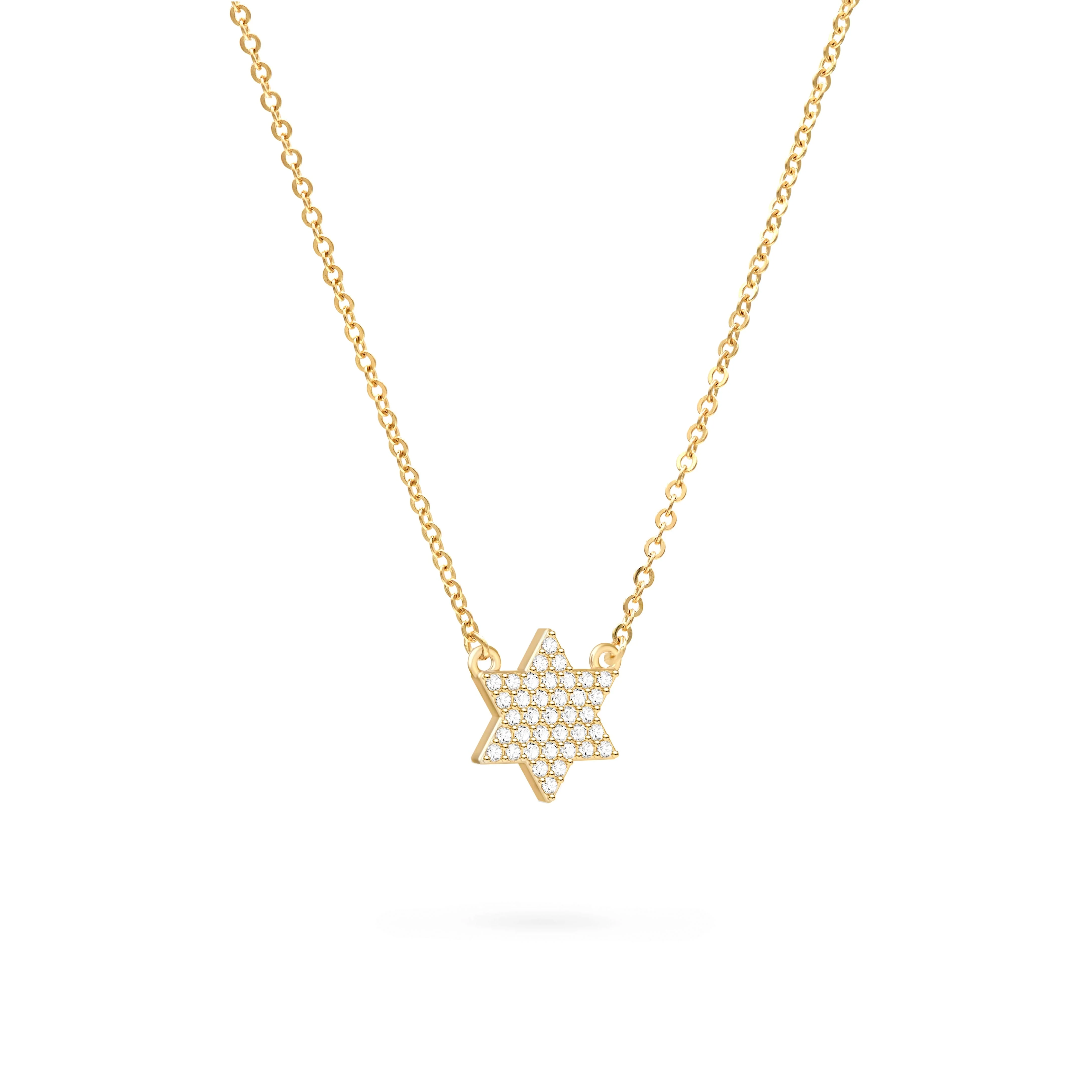 Diamond Star of David Necklace in 14k Gold - Image 4