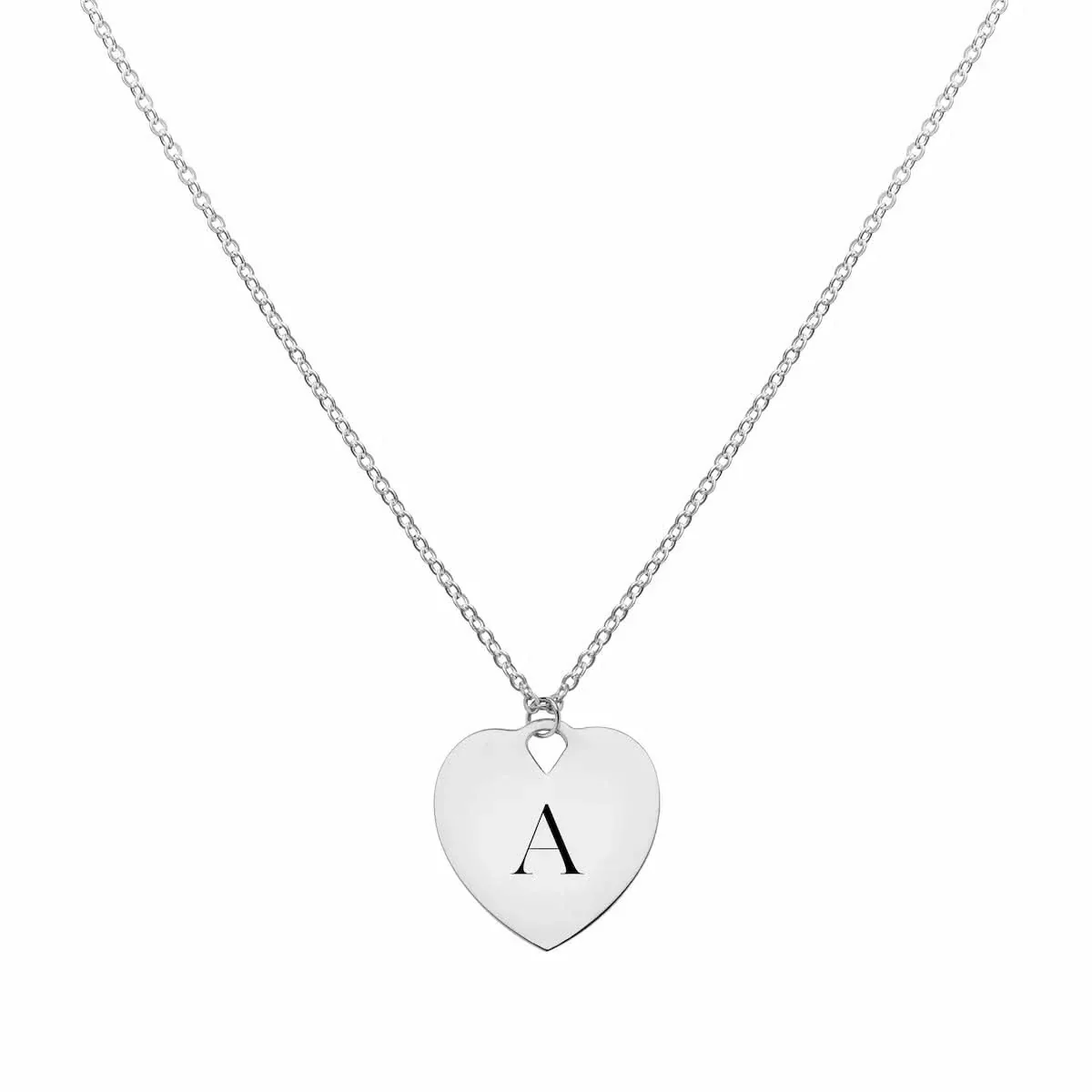 Small Engravable Flat Heart Pendant with Classic Chain in 14k Gold - Image 8