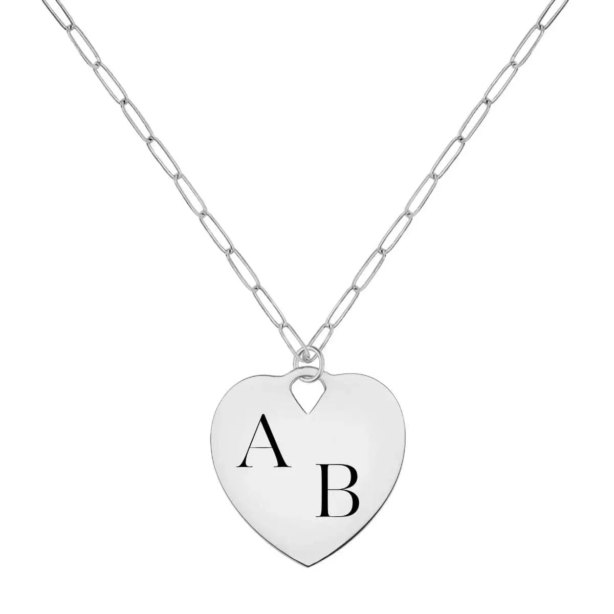 Engravable Large Flat Heart Pendant in 14k Gold - Image 3