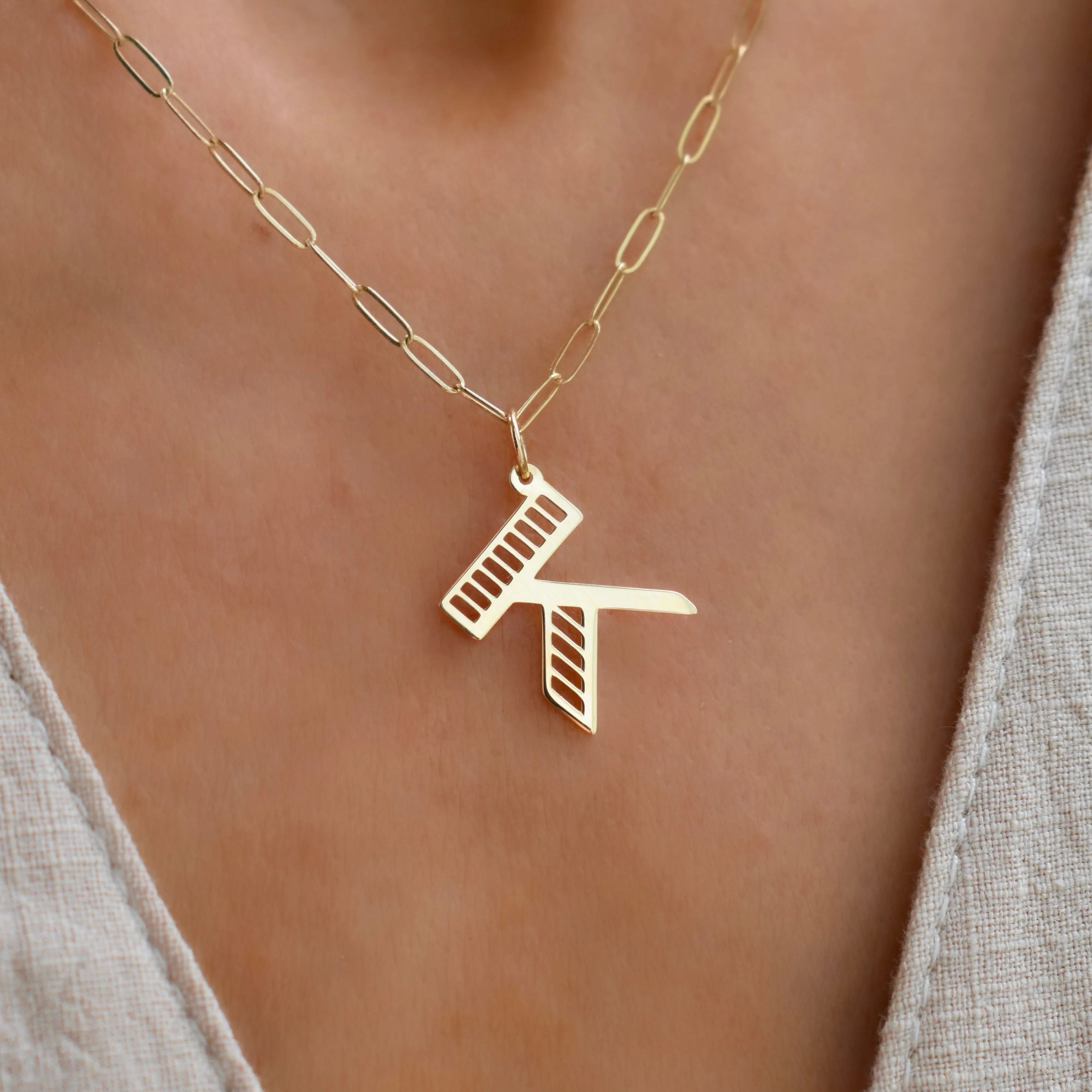 Essex Letter K Pendant in 14k Gold - Image 3