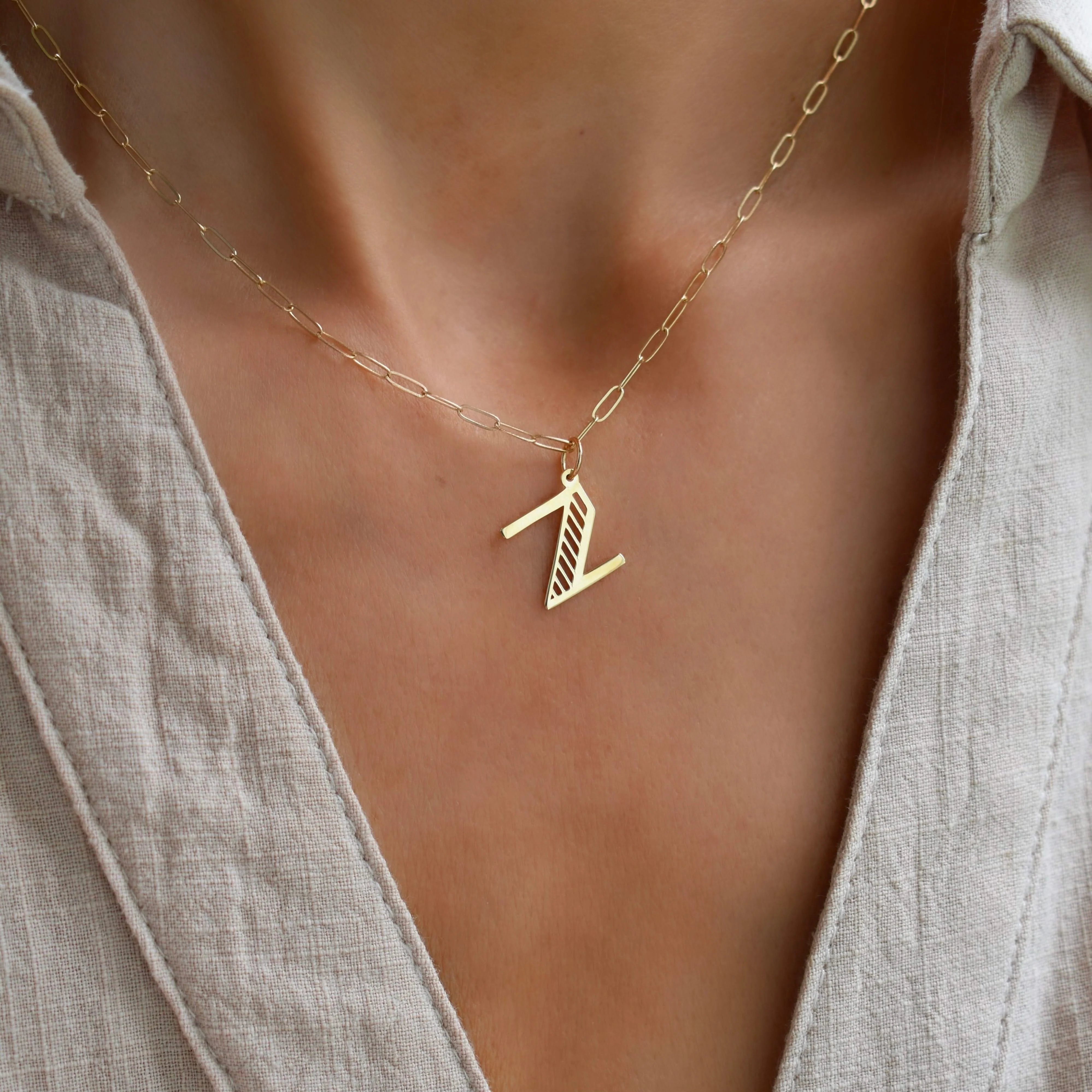 Essex Letter N Pendant in 14k Gold - Image 3