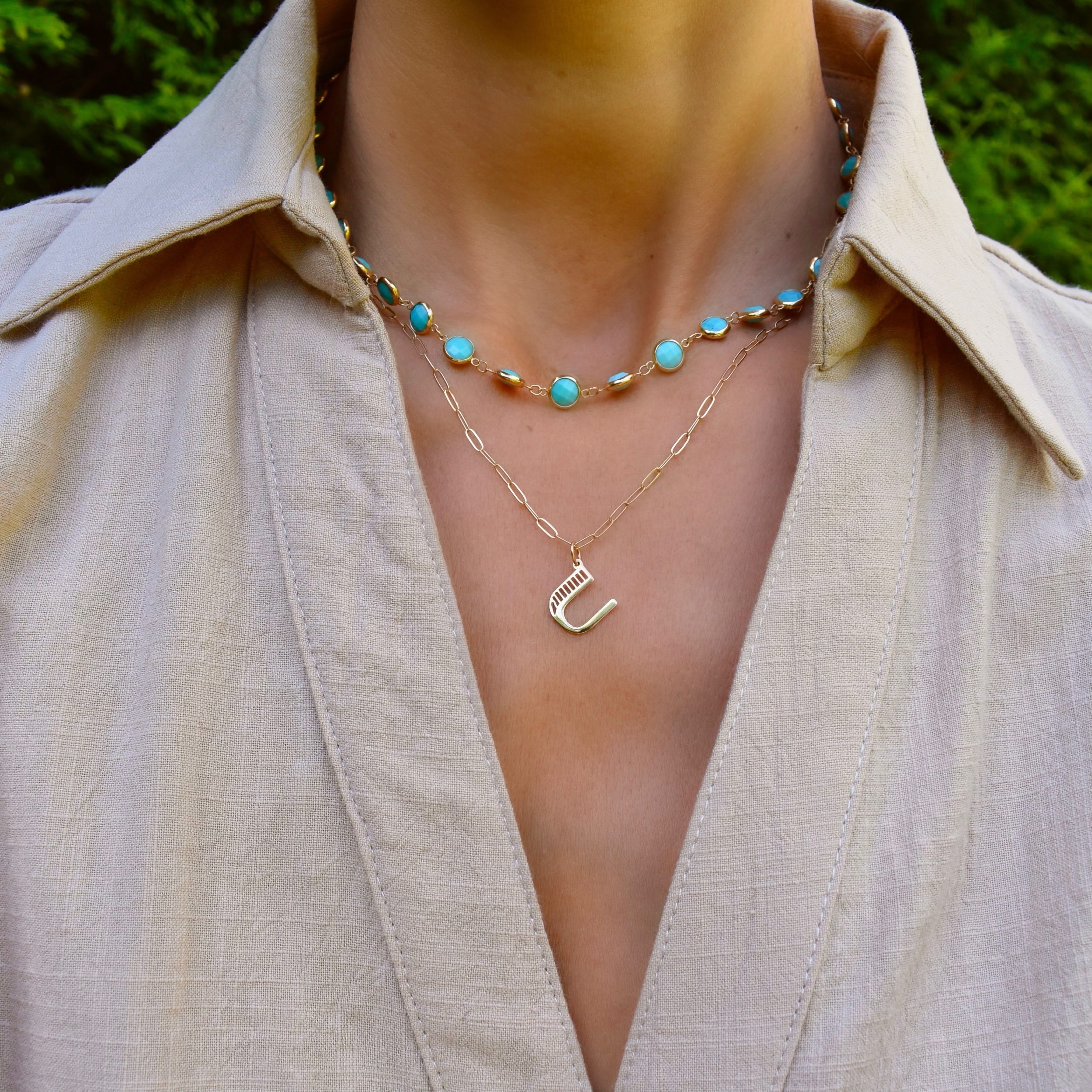Essex Letter U Pendant in 14k Gold - Image 2