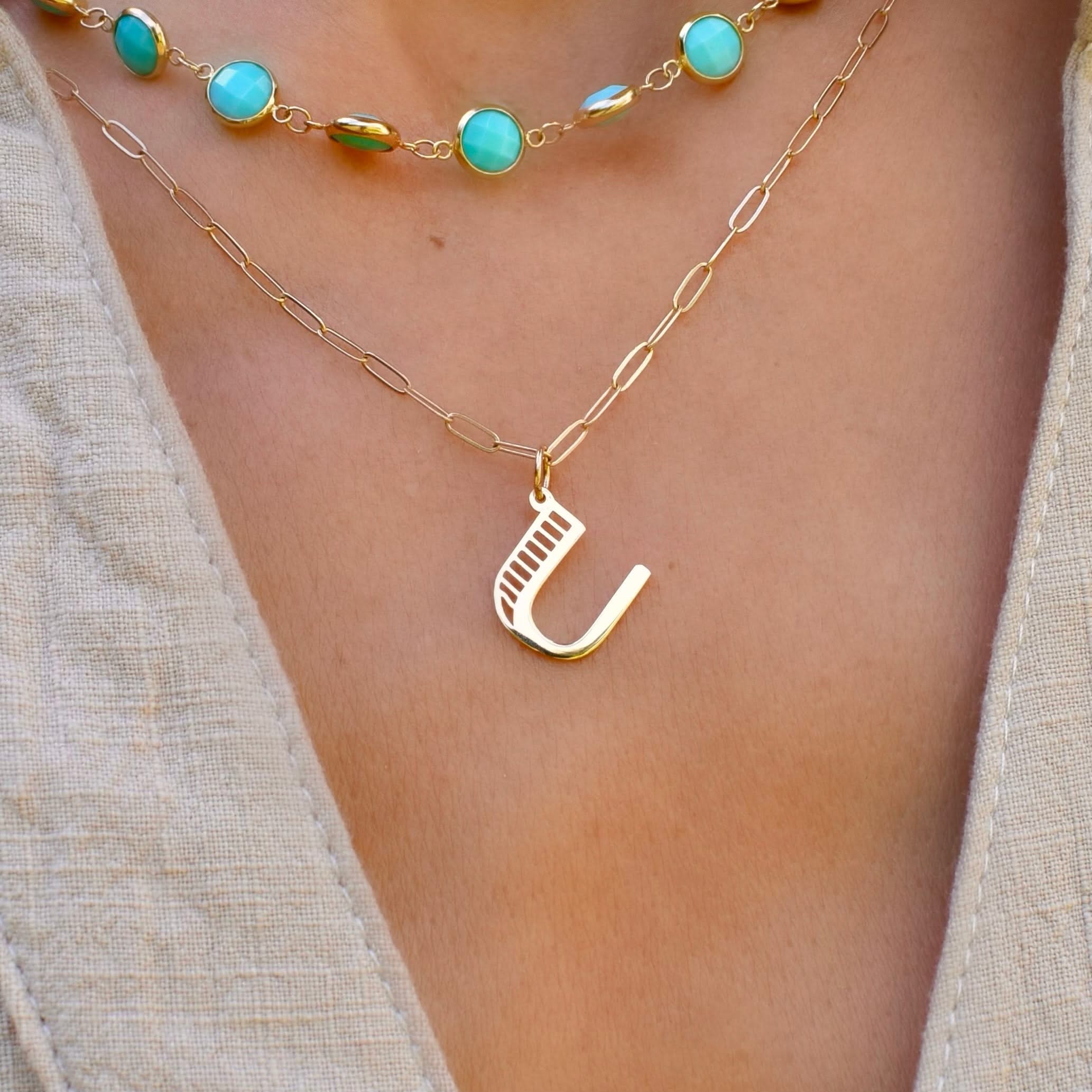 Essex Letter U Pendant in 14k Gold - Image 3