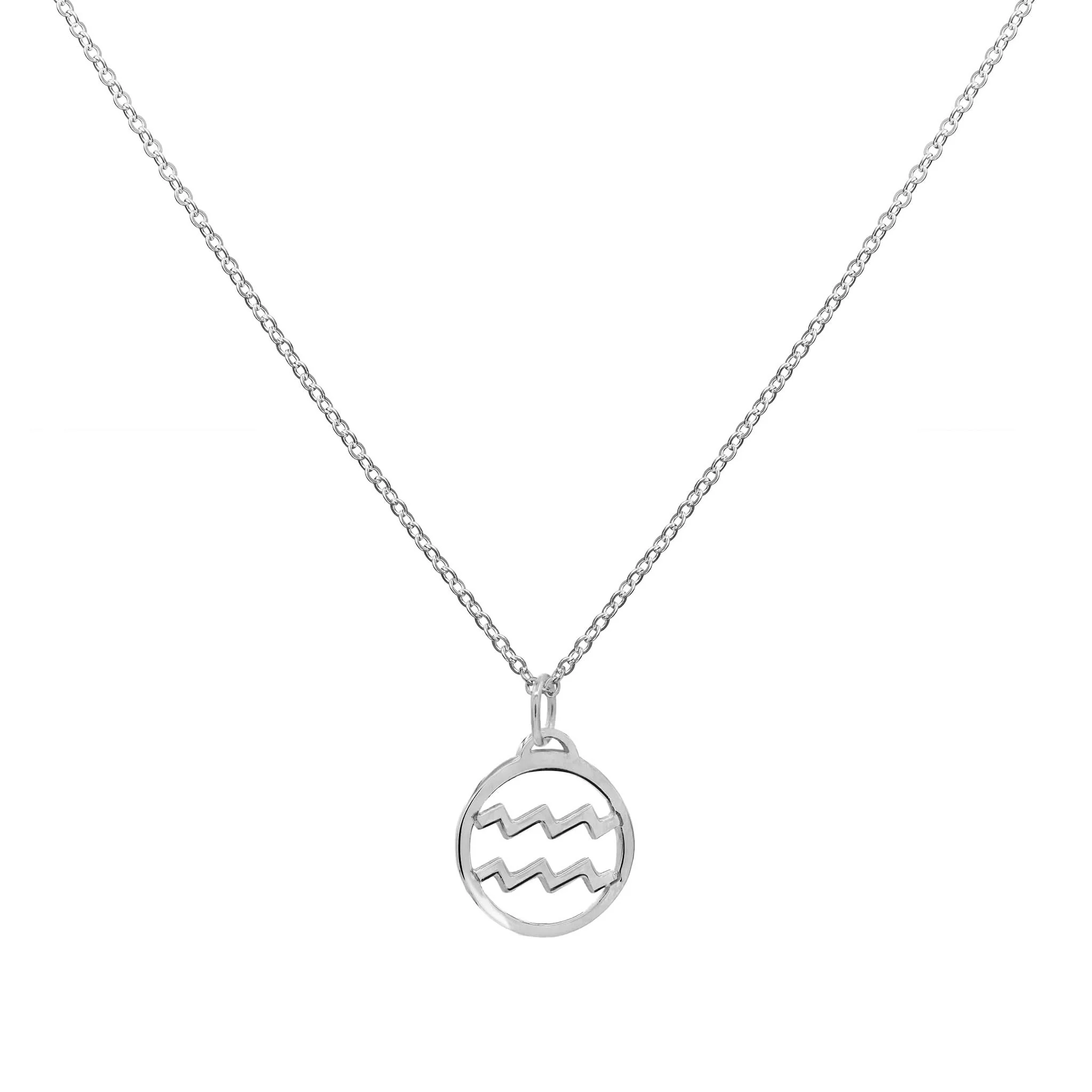Flat Aquarius Pendant with Classic Chain in 14k Gold - Image 4